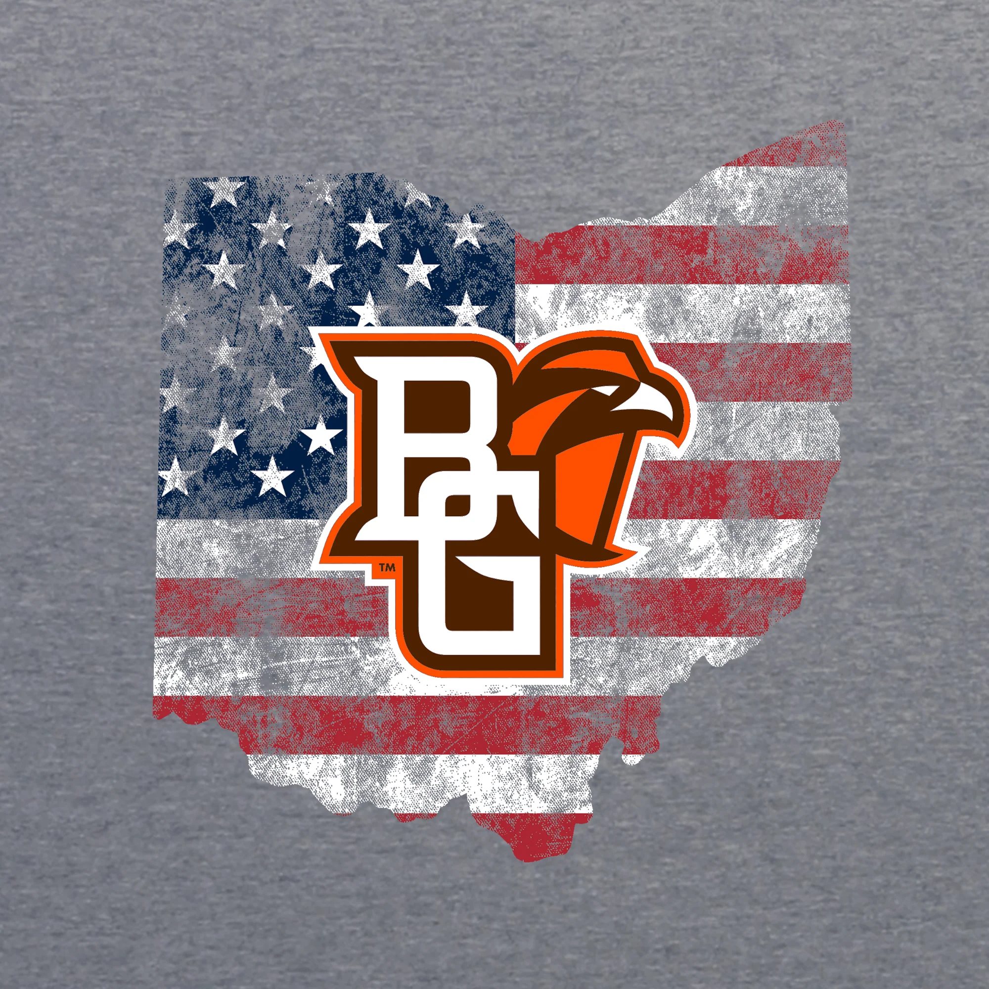 BGSU Patriotic State Silhouette NLA Triblend T-Shirt - Premium Heather - Image 2