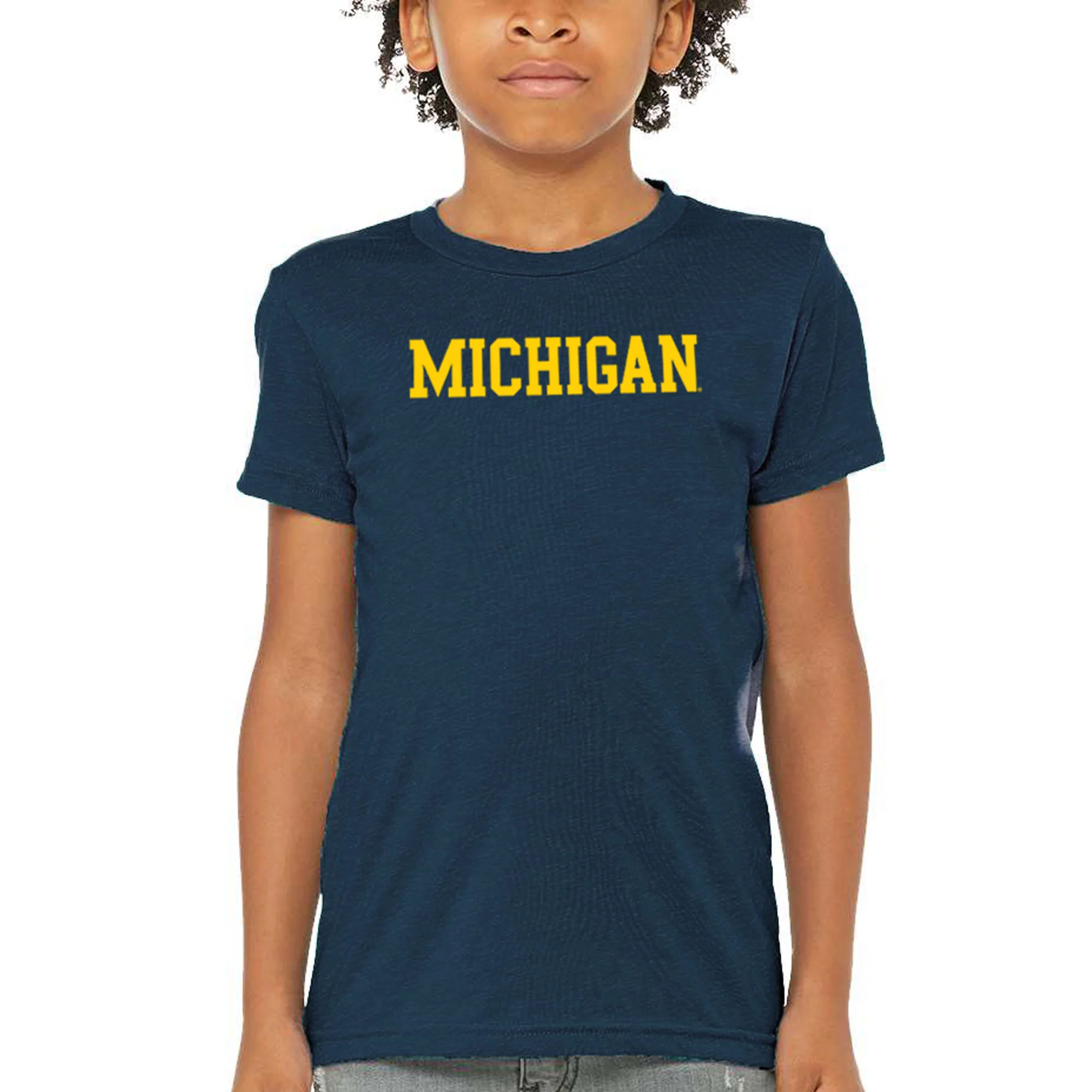 Block Michigan Youth Triblend T-Shirt - Solid Navy - Image 3