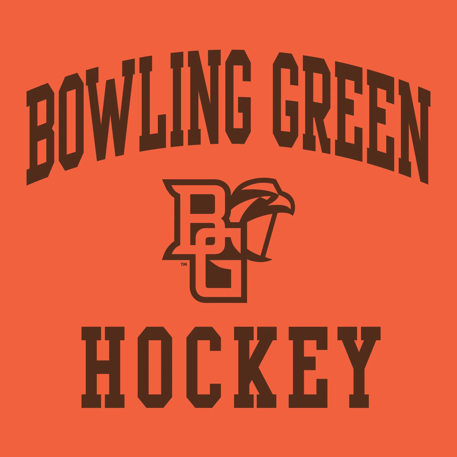 Bowling Green State University Falcons Arch Logo Hockey Short Sleeve T Shirt - Orange - Image 2