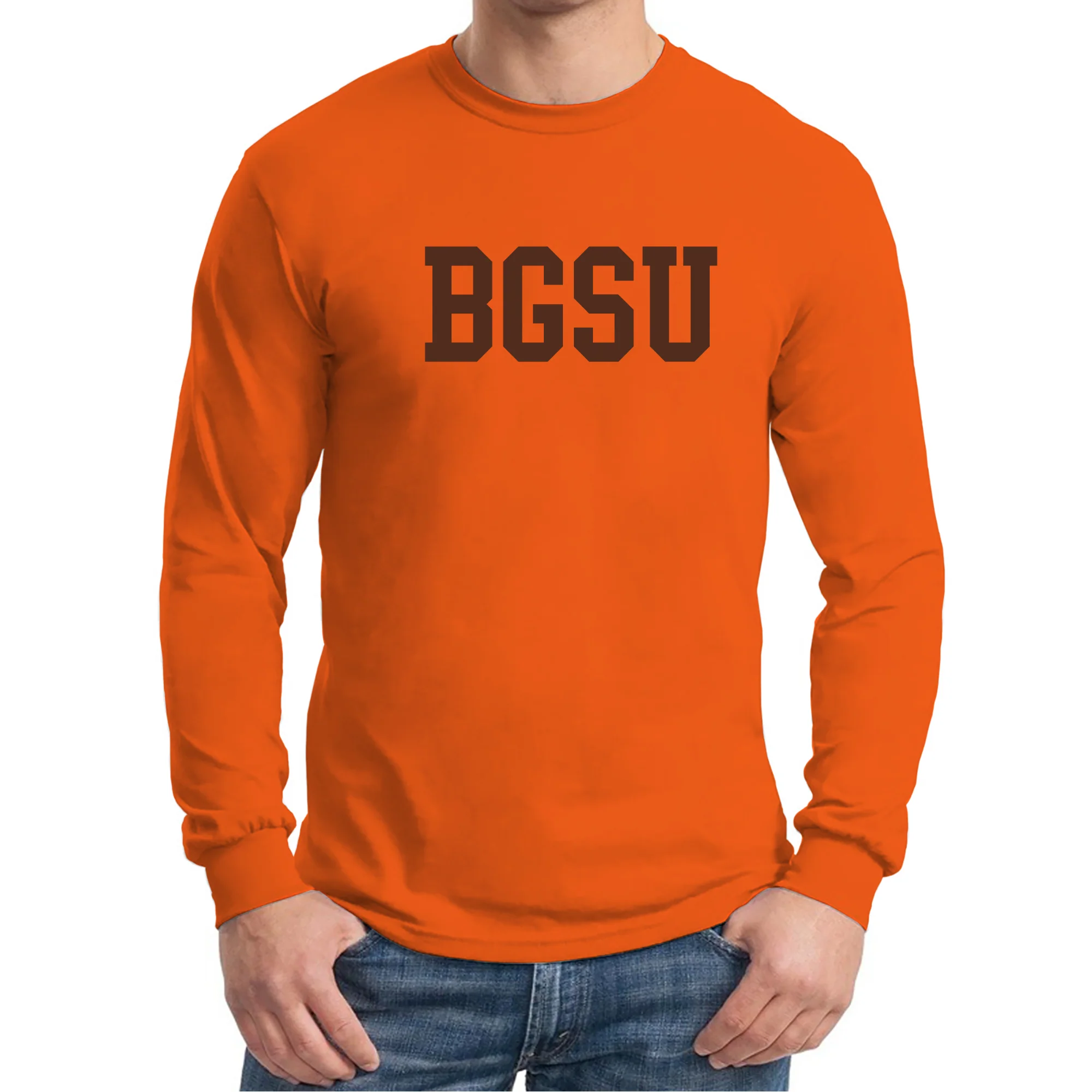 Bowling Green State Falcons Basic Block Long Sleeve T-Shirt - Orange - Image 3