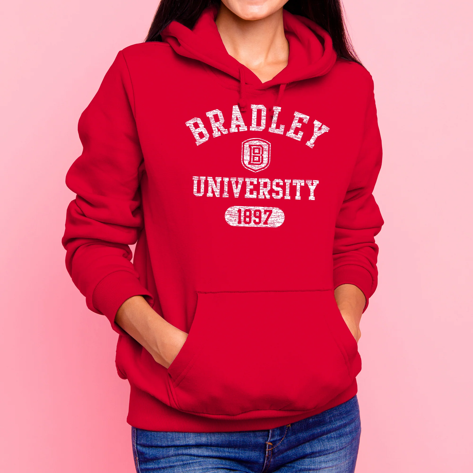 Bradley Athletic Arch Hoodie - Red - Image 4
