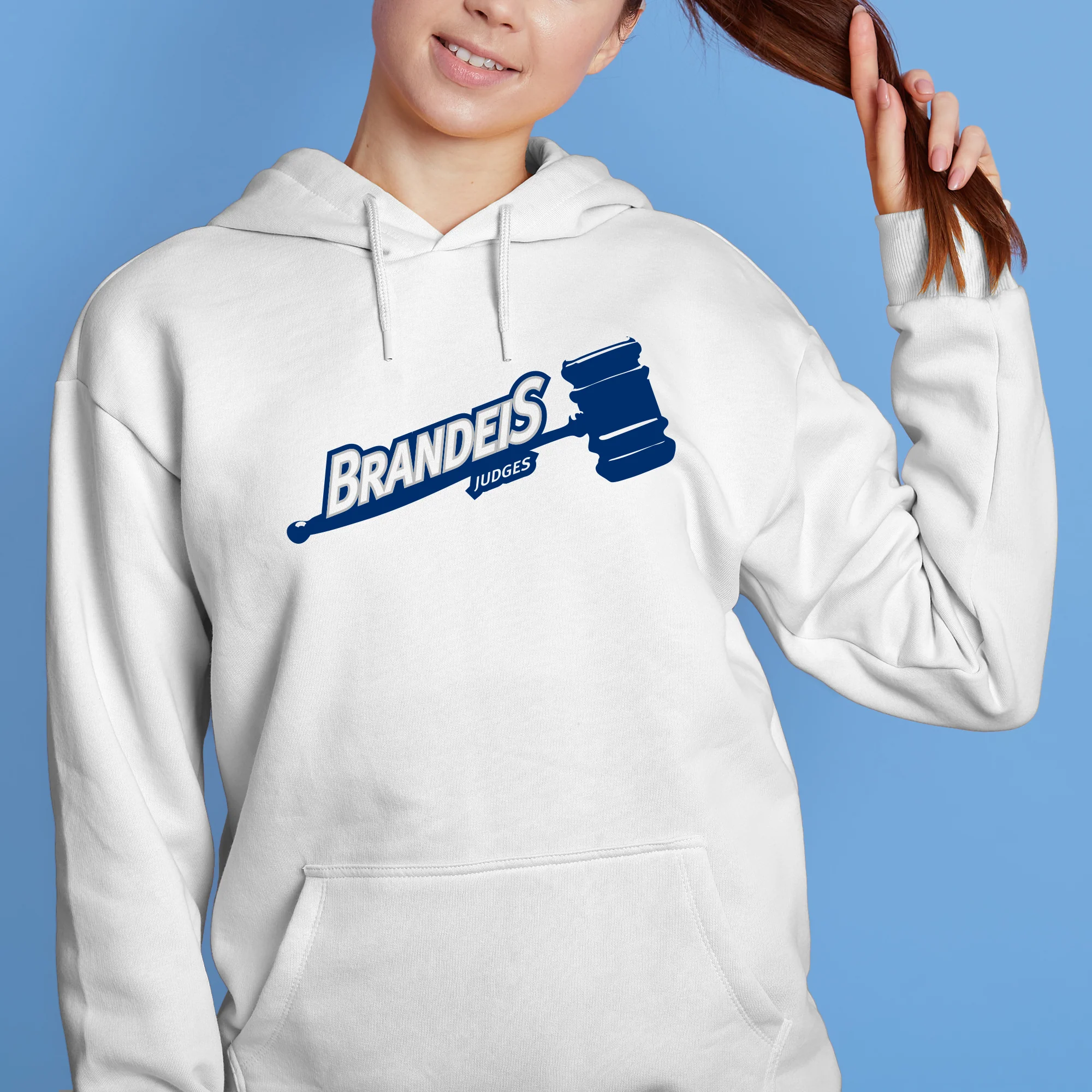 Brandeis Judges Primary Logo Hoodie - White - Image 4