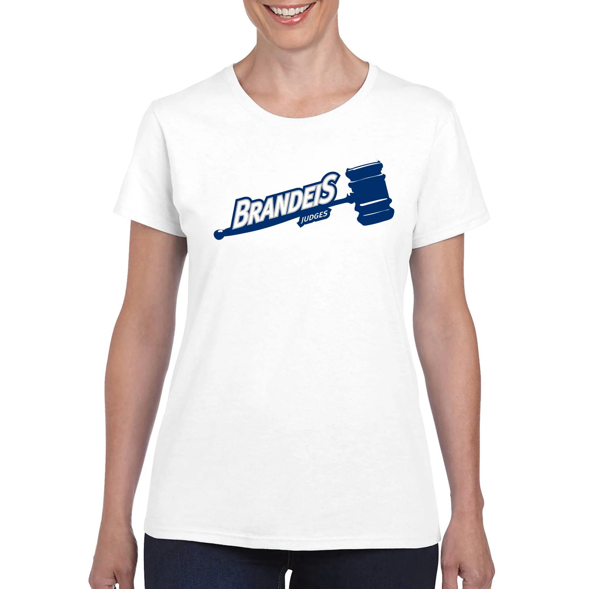 Brandeis Judges Primary Logo Women's T Shirt - White - Image 4