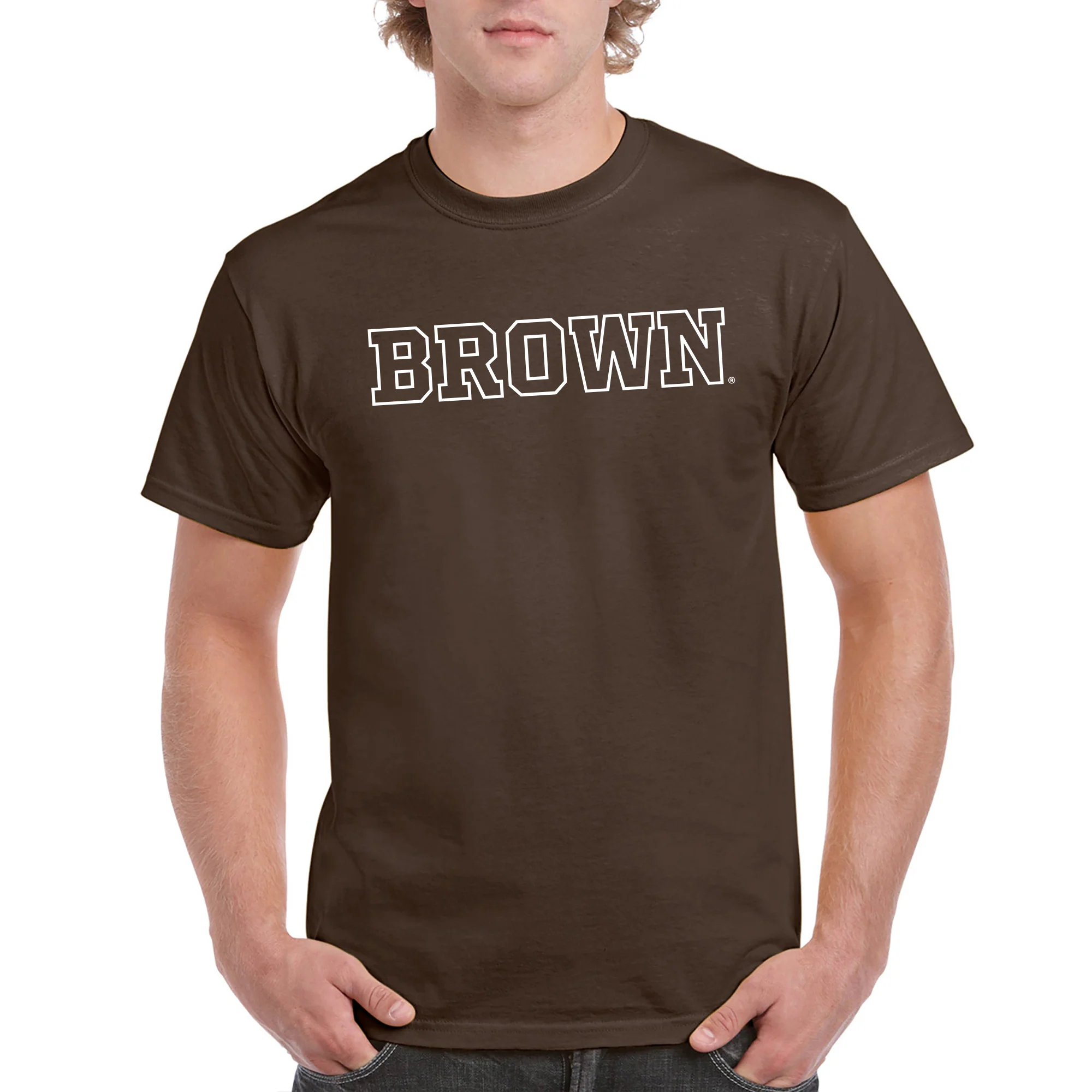 Brown University Bears Basic Block Short Sleeve T Shirt - Dark Chocolate - Image 3
