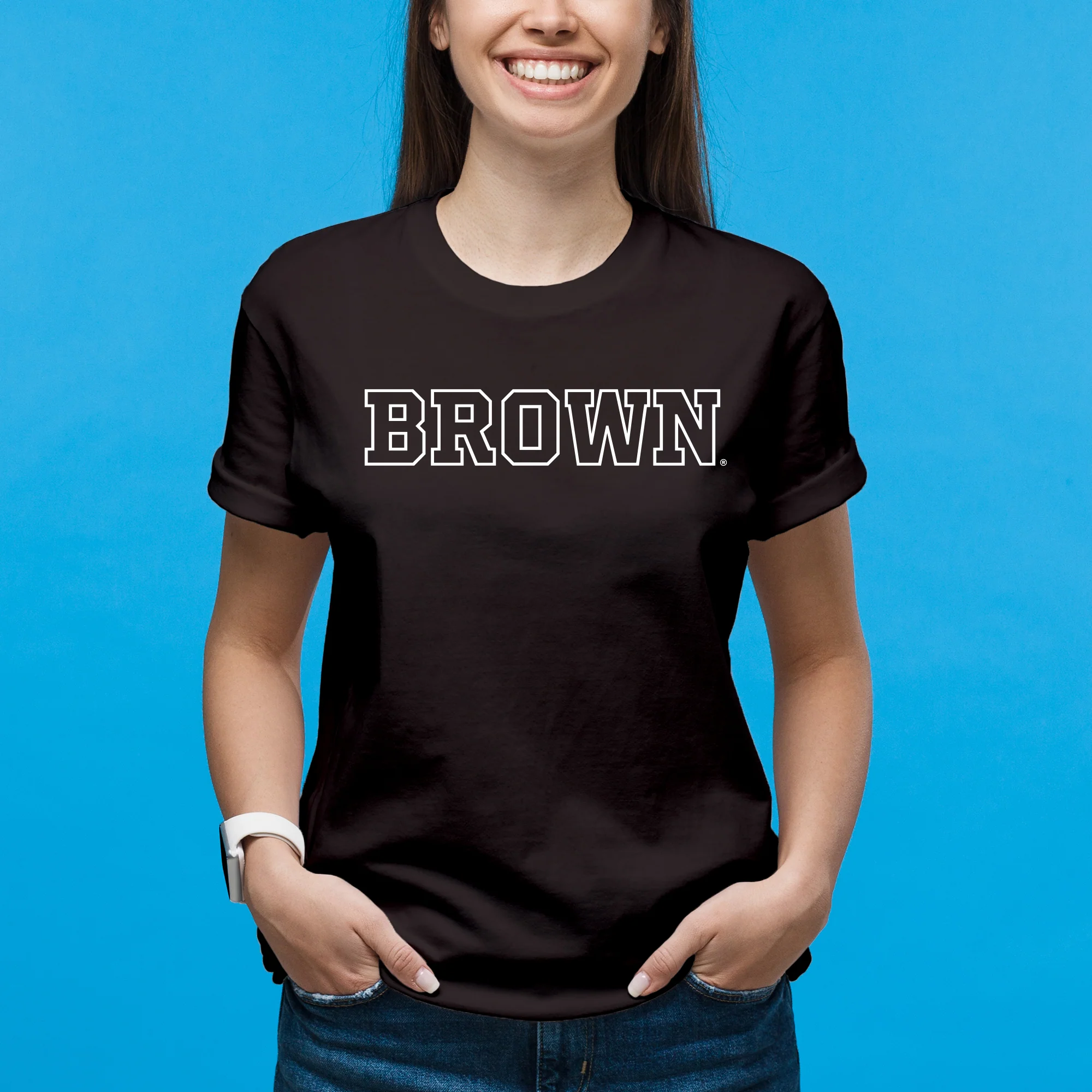 Brown University Bears Basic Block Short Sleeve T Shirt - Dark Chocolate - Image 4