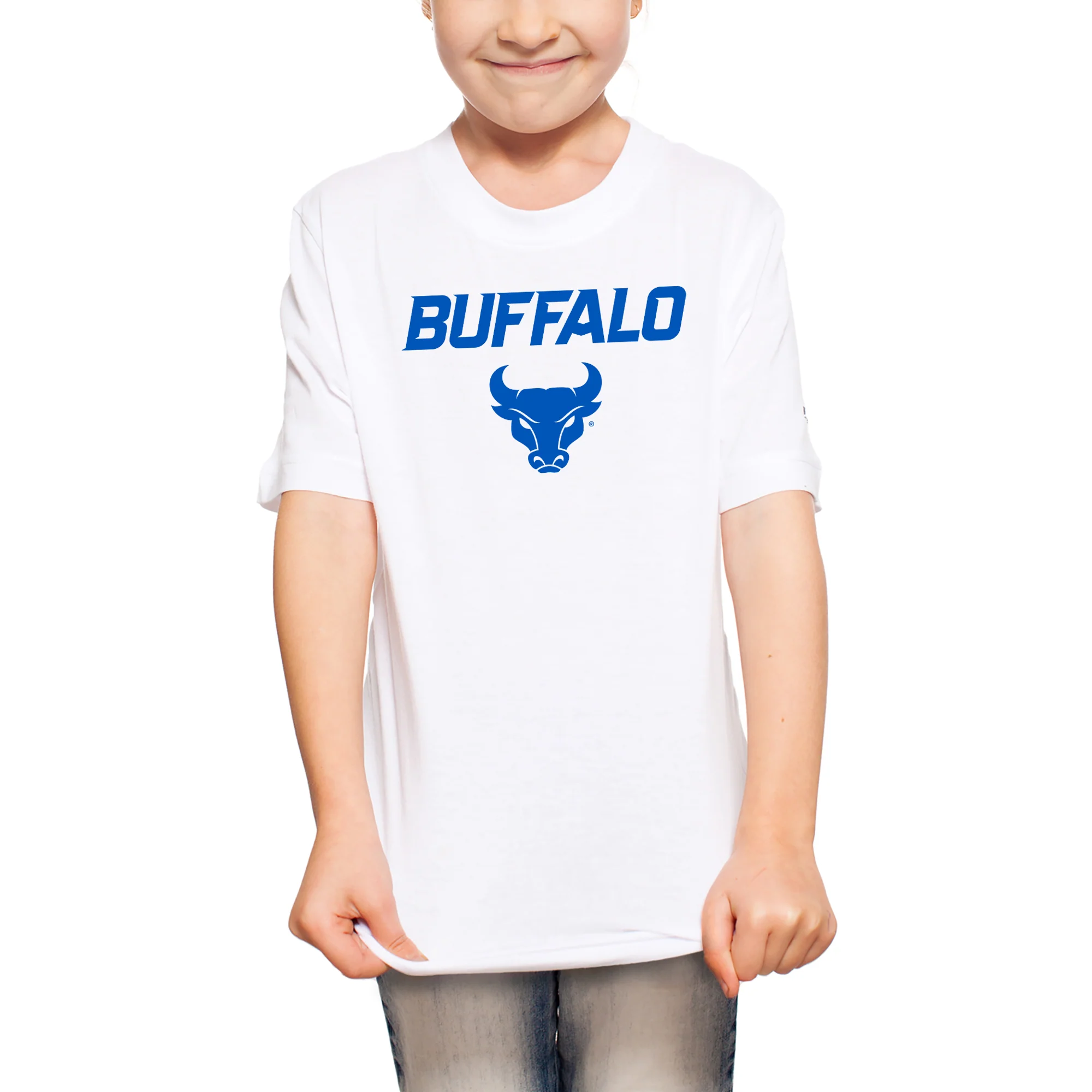 University at Buffalo Bulls Primary Logo Youth Short Sleeve T Shirt - White - Image 4