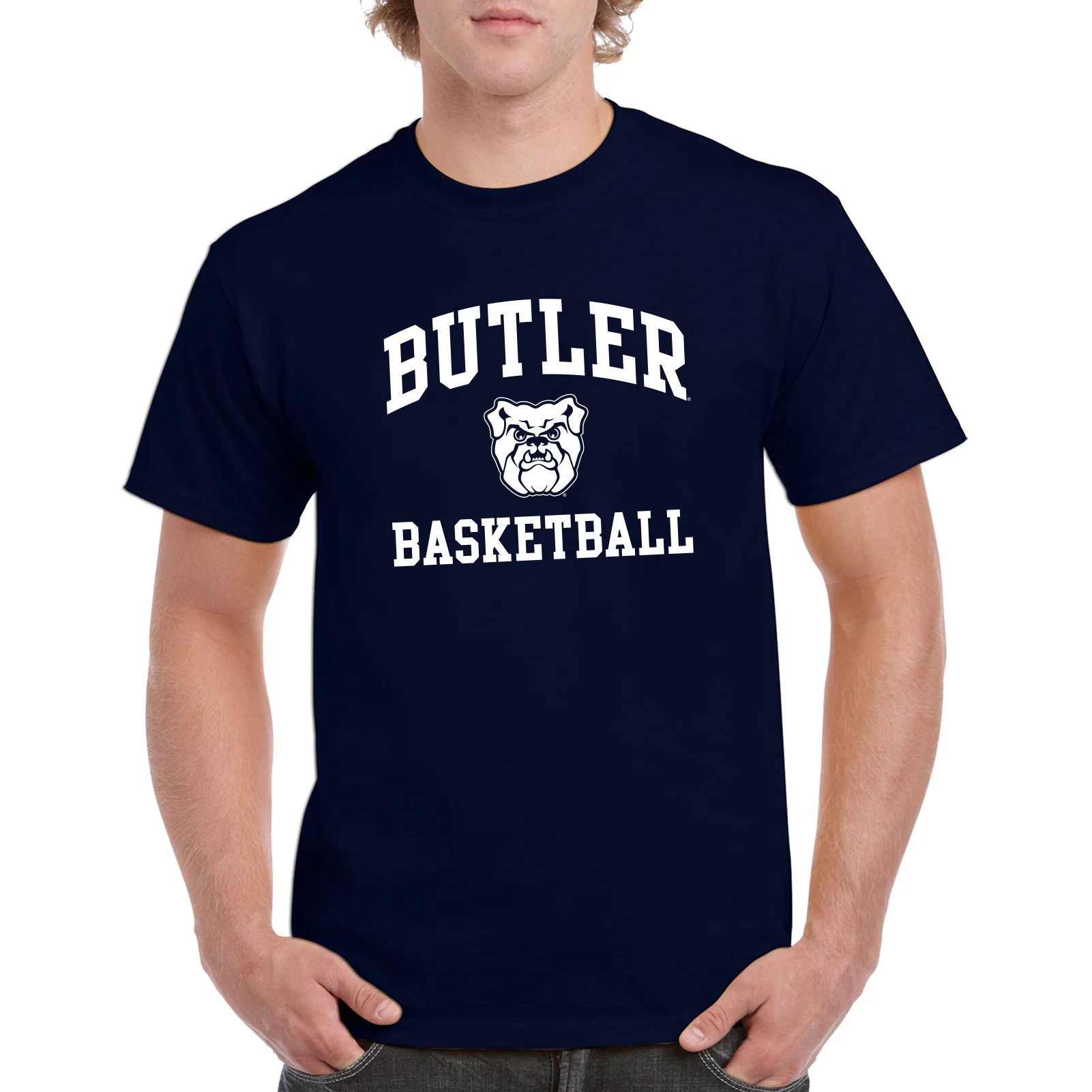 Butler University Bulldogs Arch Logo Basketball Short Sleeve T Shirt - Navy - Image 3