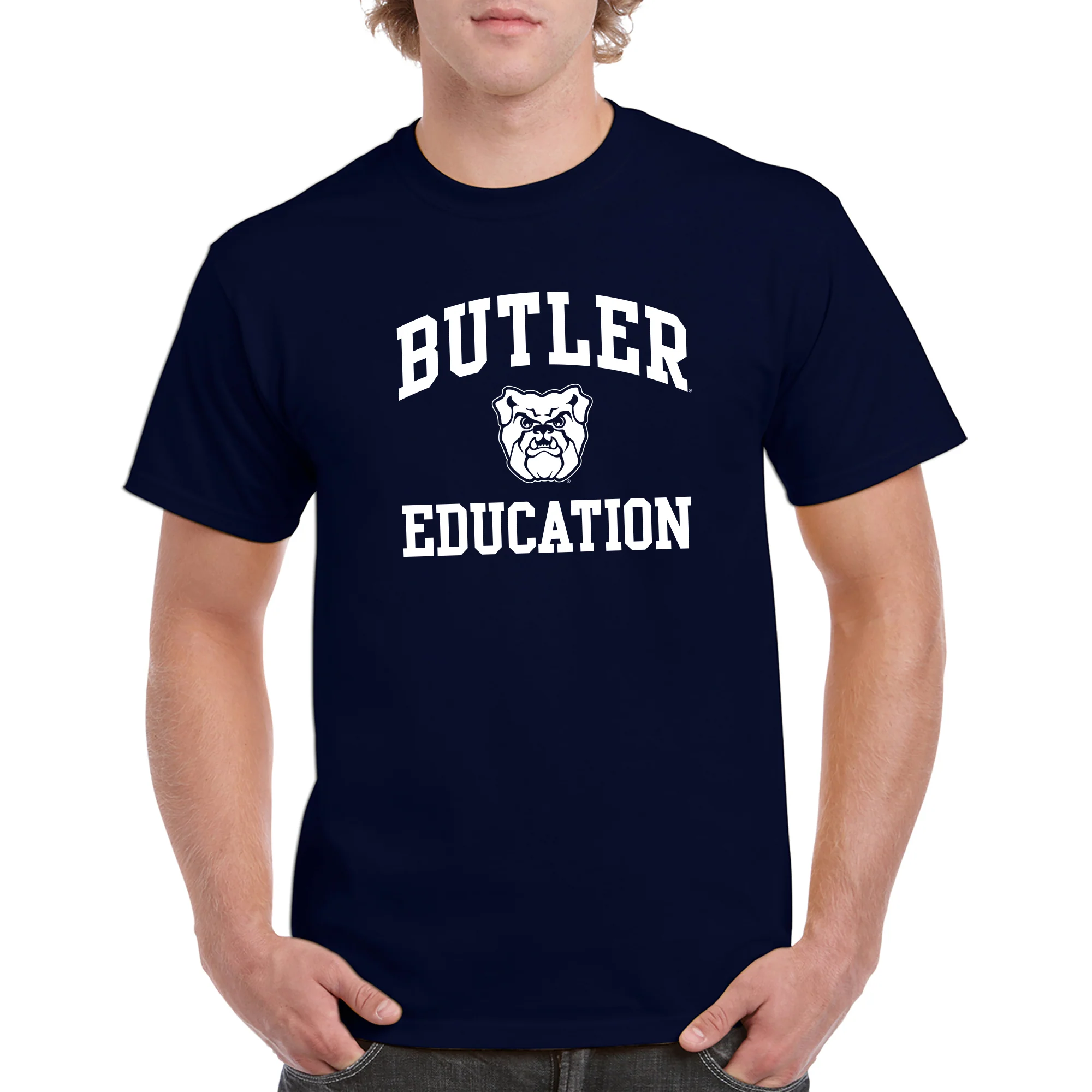 Butler University Bulldogs Arch Logo Education Short Sleeve T Shirt - Navy - Image 4