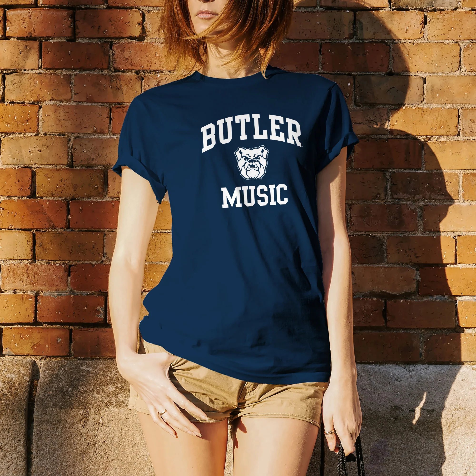 Butler University Bulldogs Arch Logo Music Short Sleeve T Shirt - Navy - Image 5