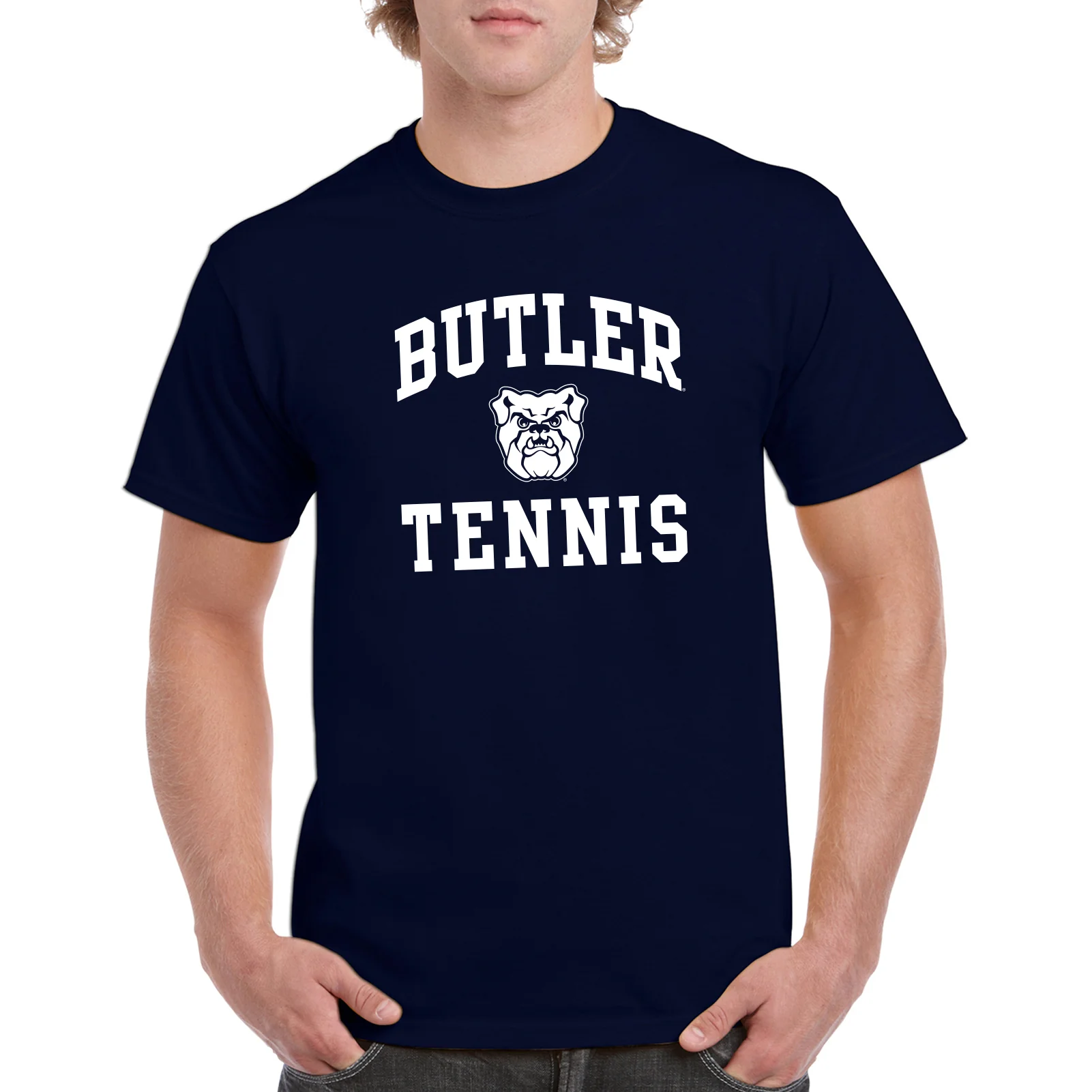 Butler University Bulldogs Arch Logo Tennis Short Sleeve T Shirt - Navy - Image 4
