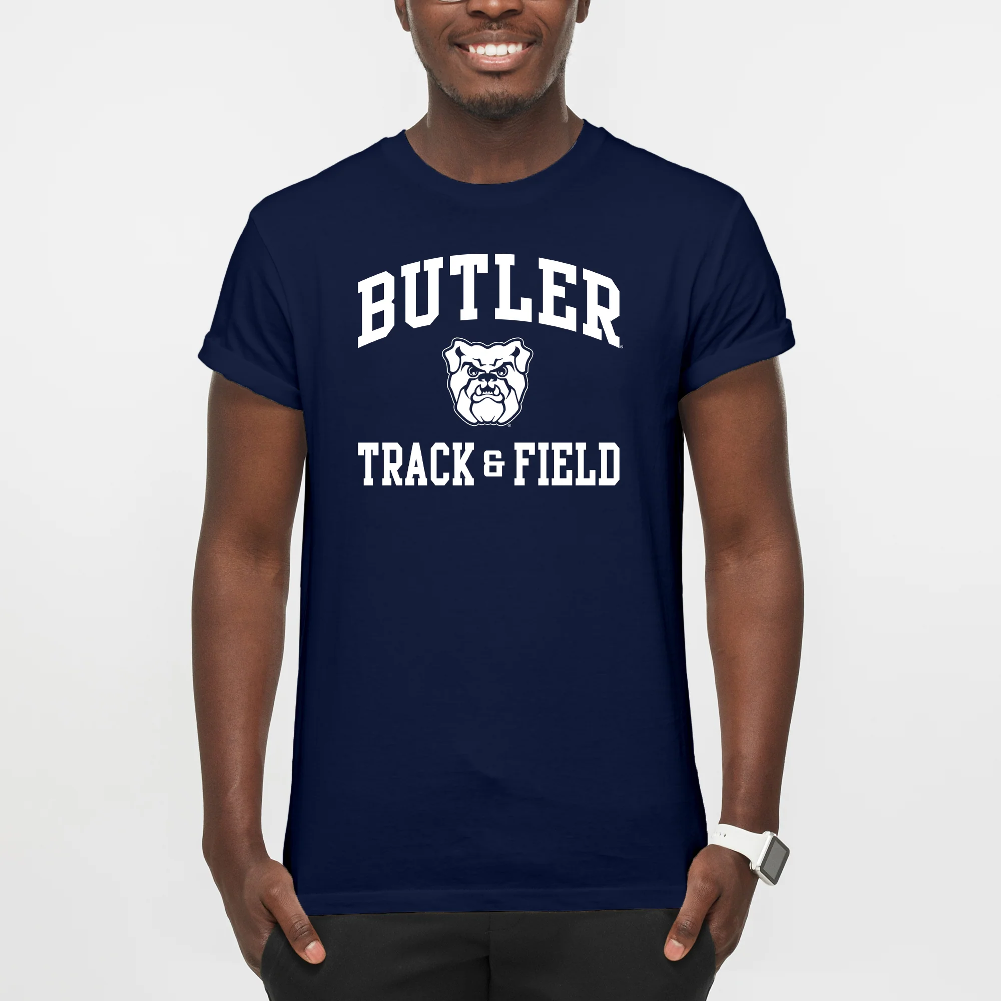 Butler University Bulldogs Arch Logo Track & Field Short Sleeve T Shirt - Navy - Image 4