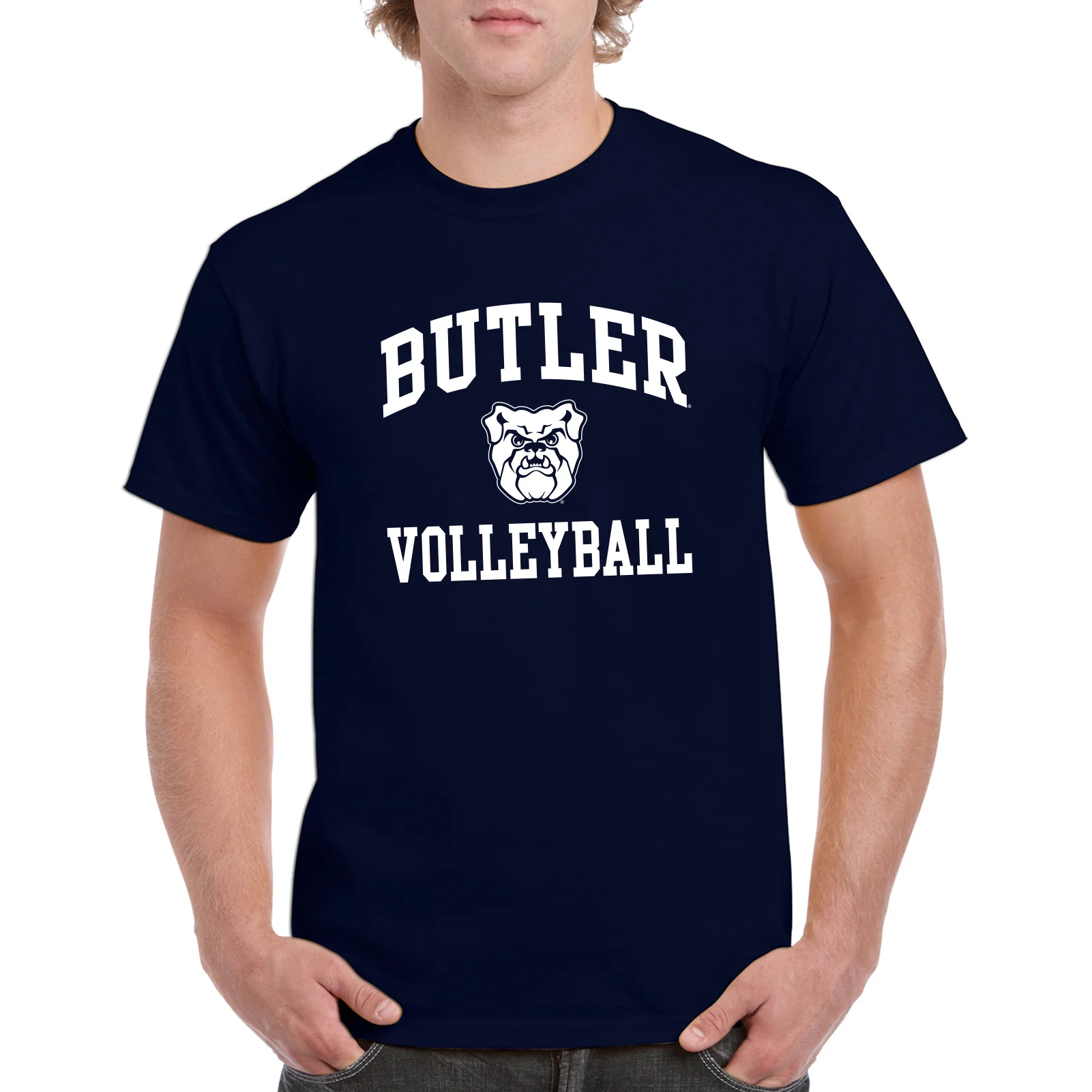 Butler University Bulldogs Arch Logo Volleyball Short Sleeve T Shirt - Navy - Image 4
