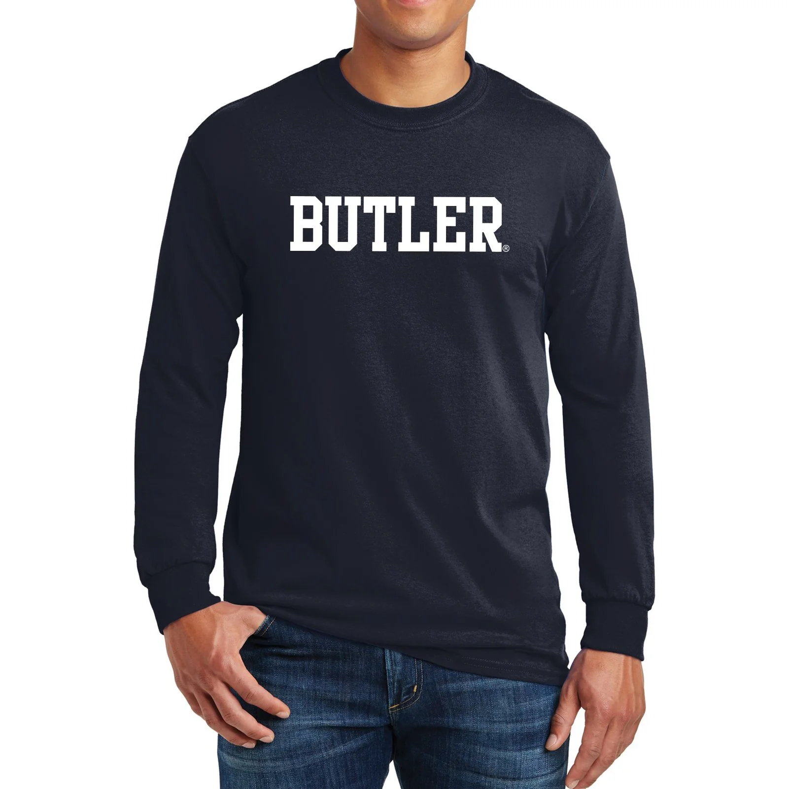 Butler University Bulldogs Basic Block Long Sleeve T-Shirt - Navy - Image 3