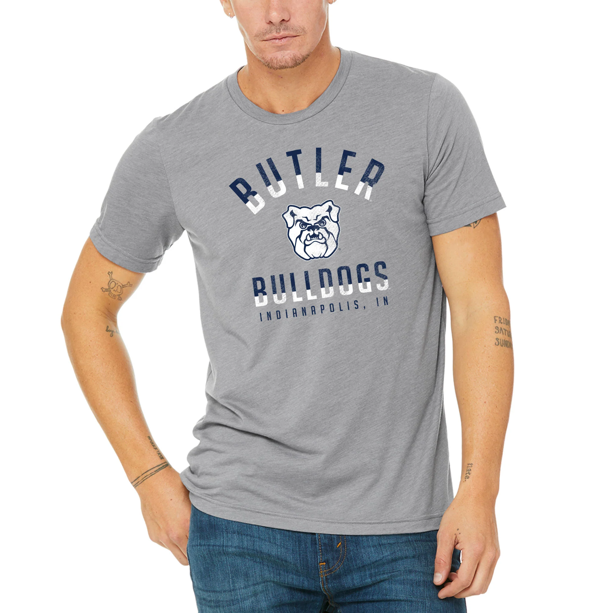 Butler University Bulldogs Division Arch Canvas Triblend T-Shirt - Athletic Grey - Image 3