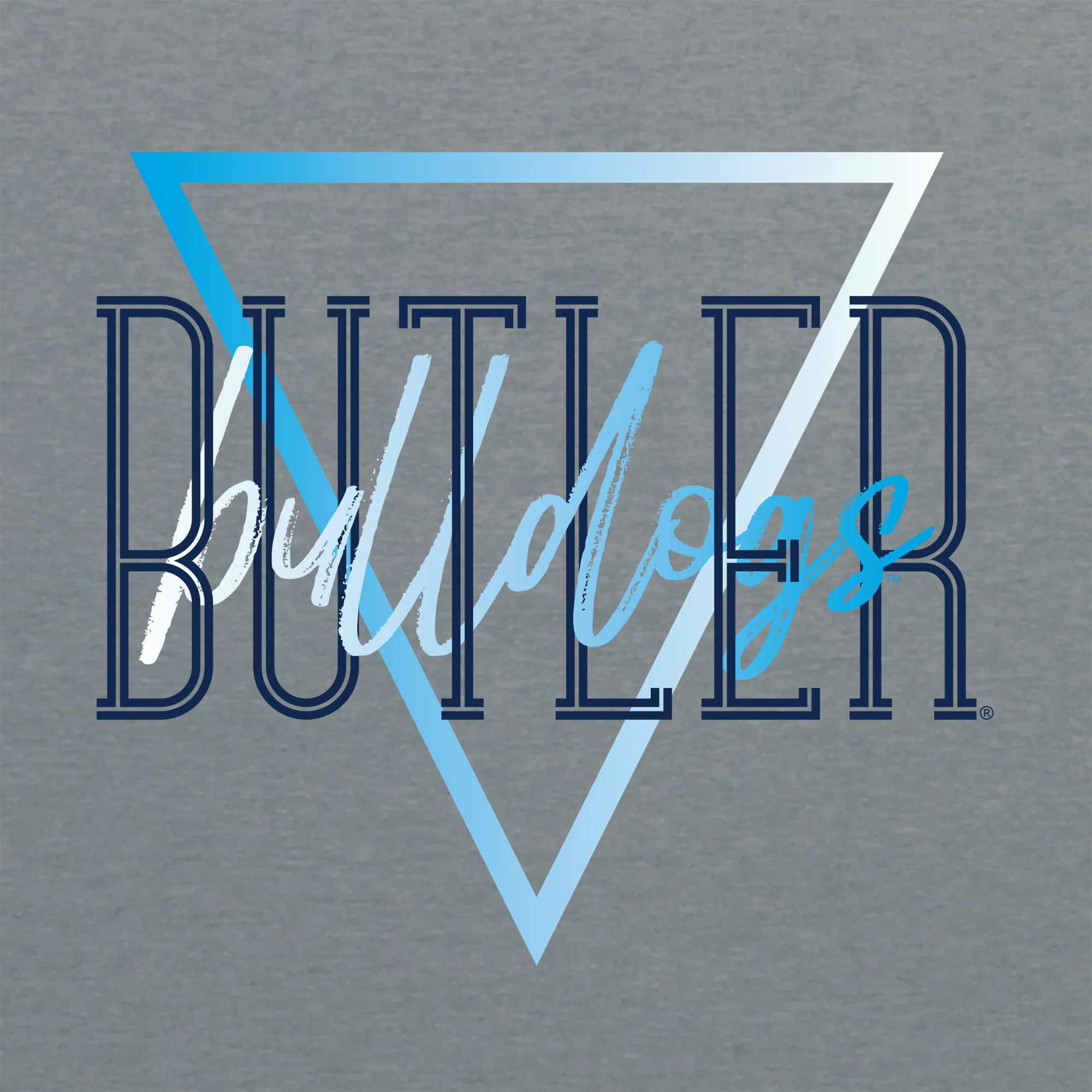 Butler University Bulldogs Gradient Triangle T-Shirt - Graphite Heather - Image 2