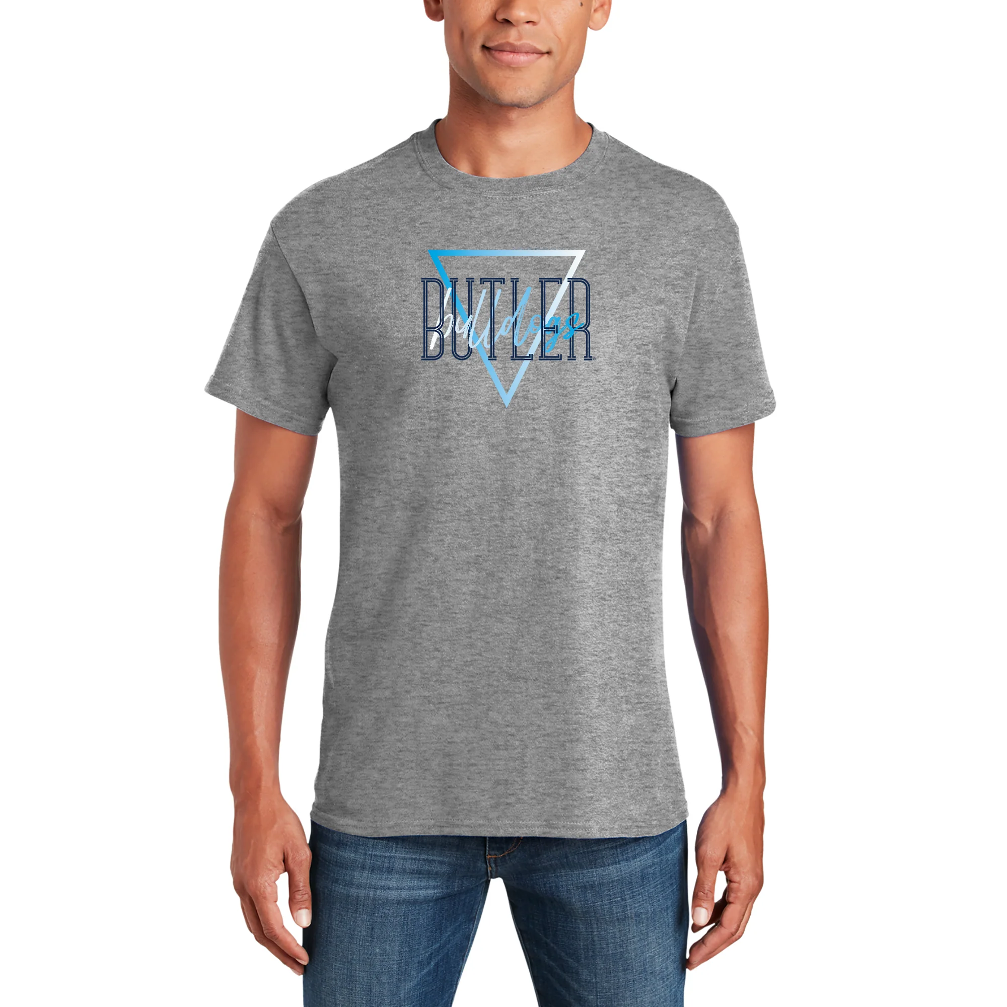 Butler University Bulldogs Gradient Triangle T-Shirt - Graphite Heather - Image 3
