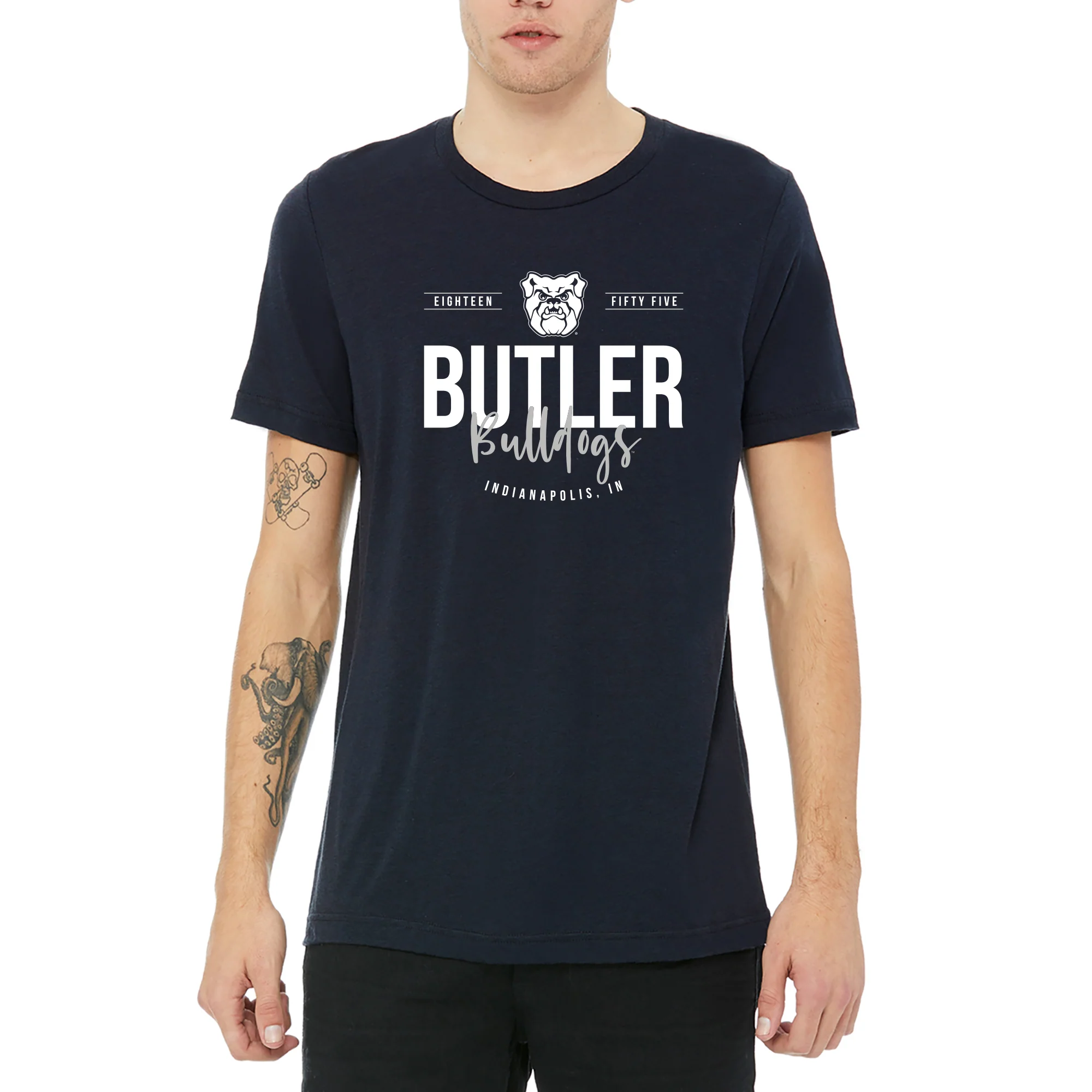 Butler University Bulldogs Harbor Script Canvas Triblend T-Shirt - Solid Navy - Image 3