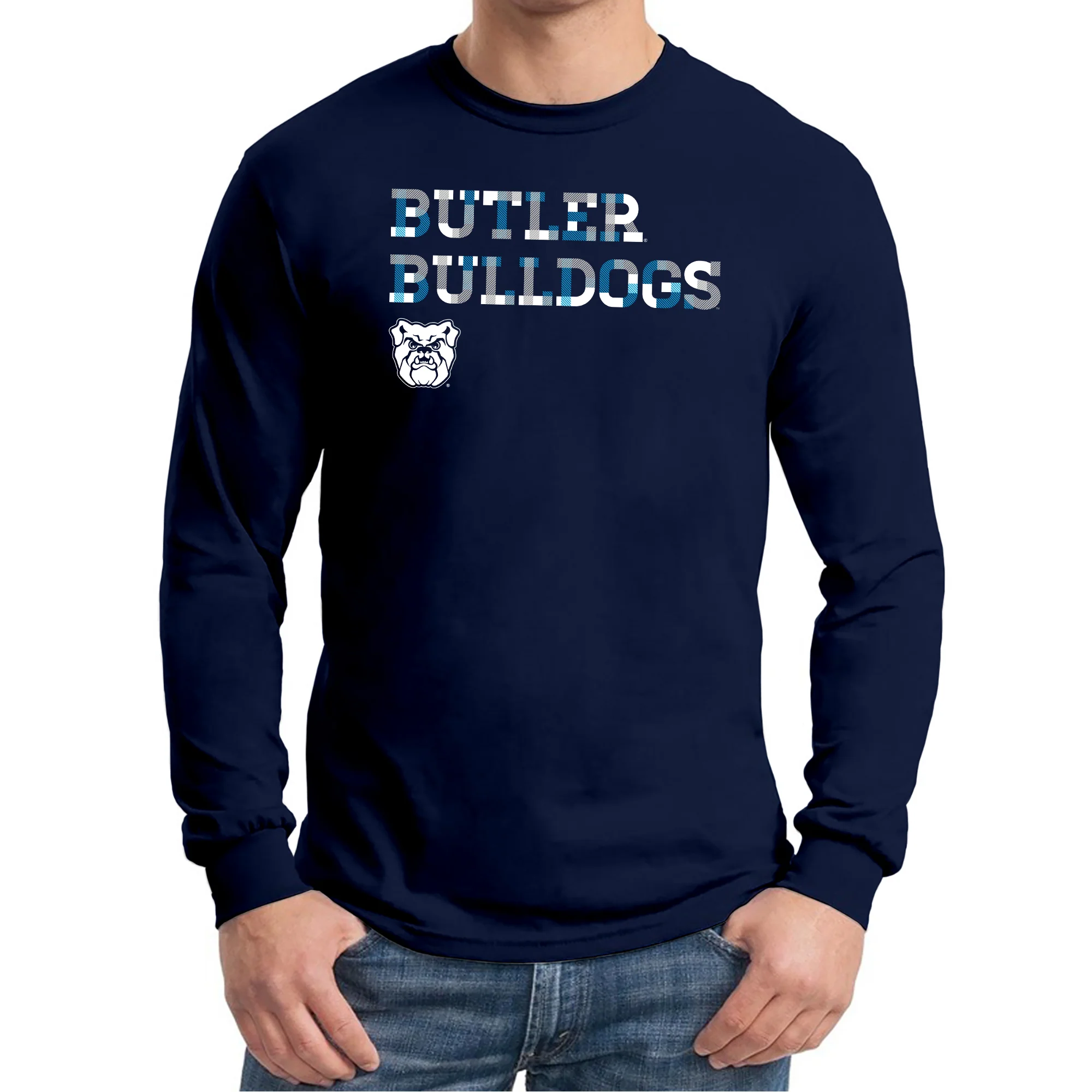 Butler University Bulldogs Patchwork Long Sleeve T-Shirt - Navy - Image 3