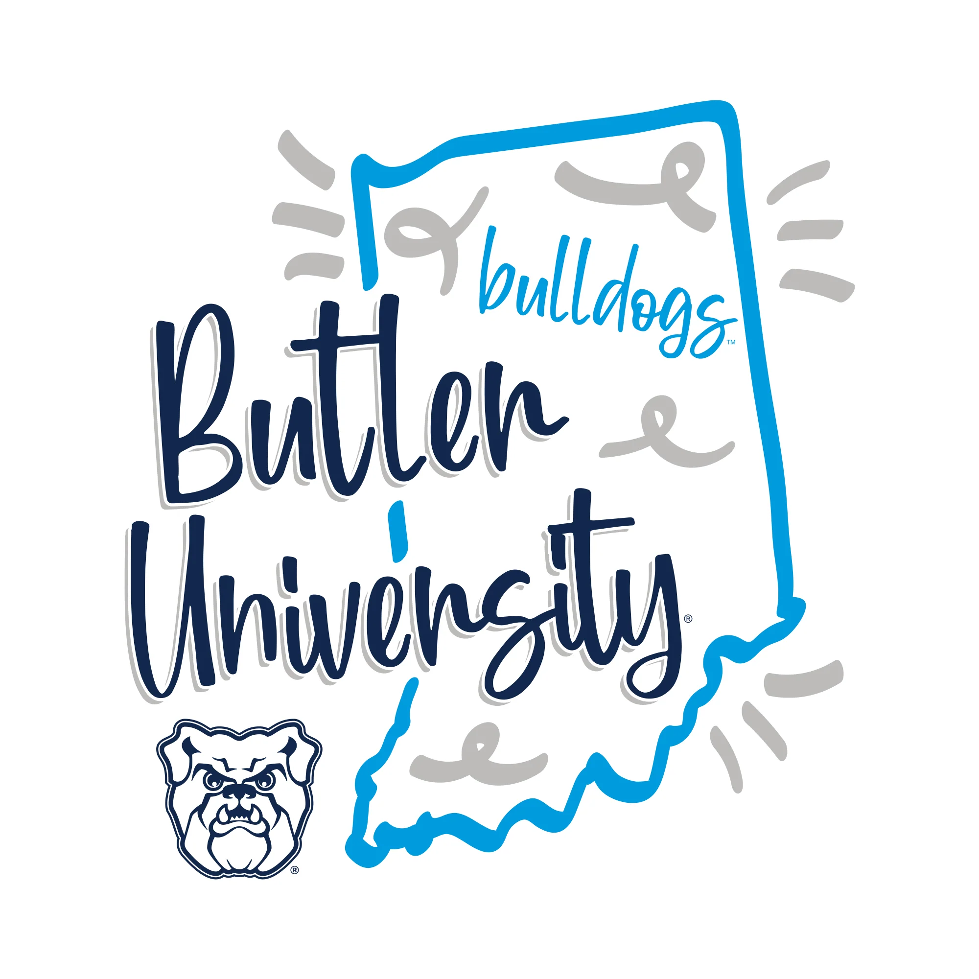 Butler University Bulldogs Playful Sketch T-Shirt - White - Image 4