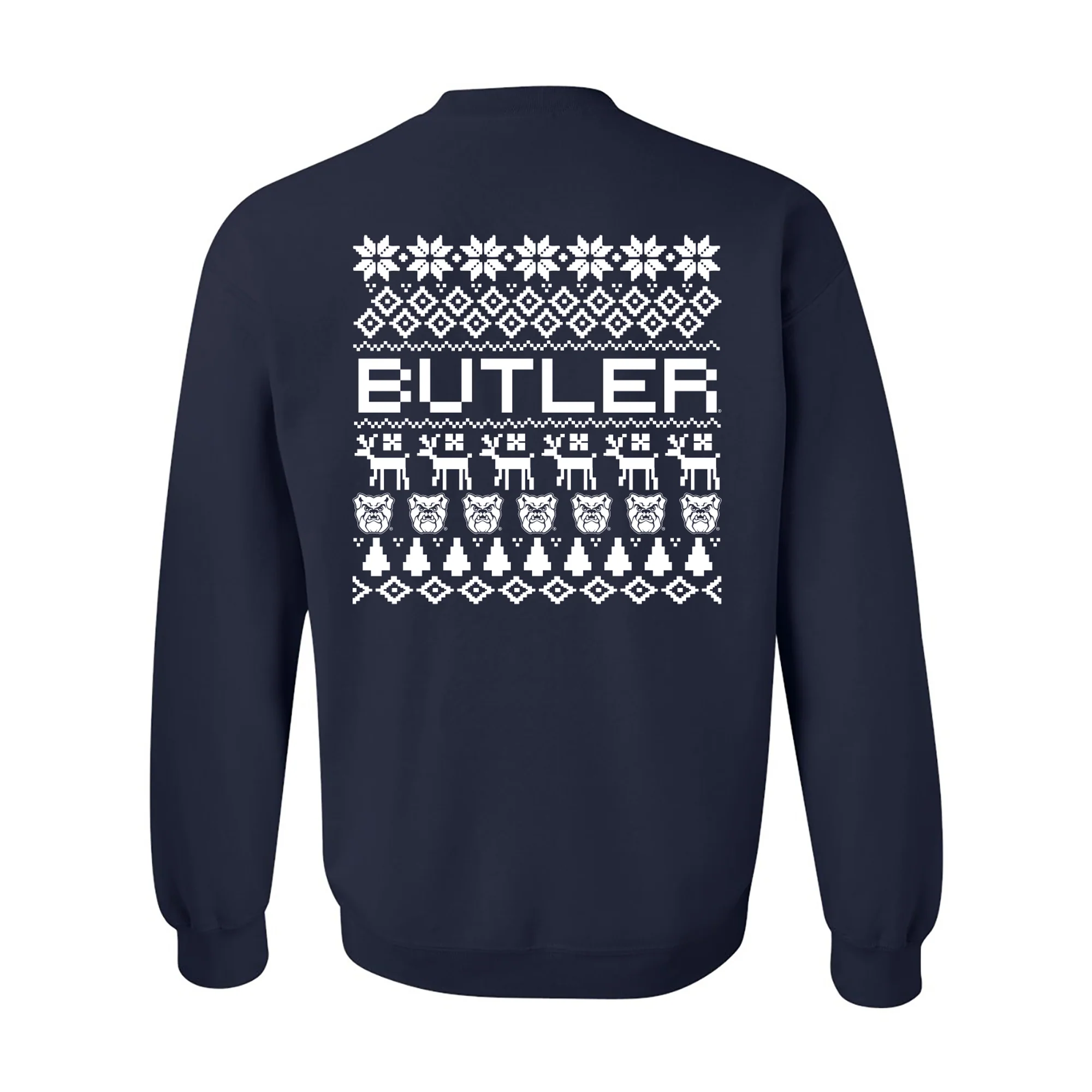 Butler University Bulldogs Ugly Holiday Sweater Crewneck - Navy - Image 4