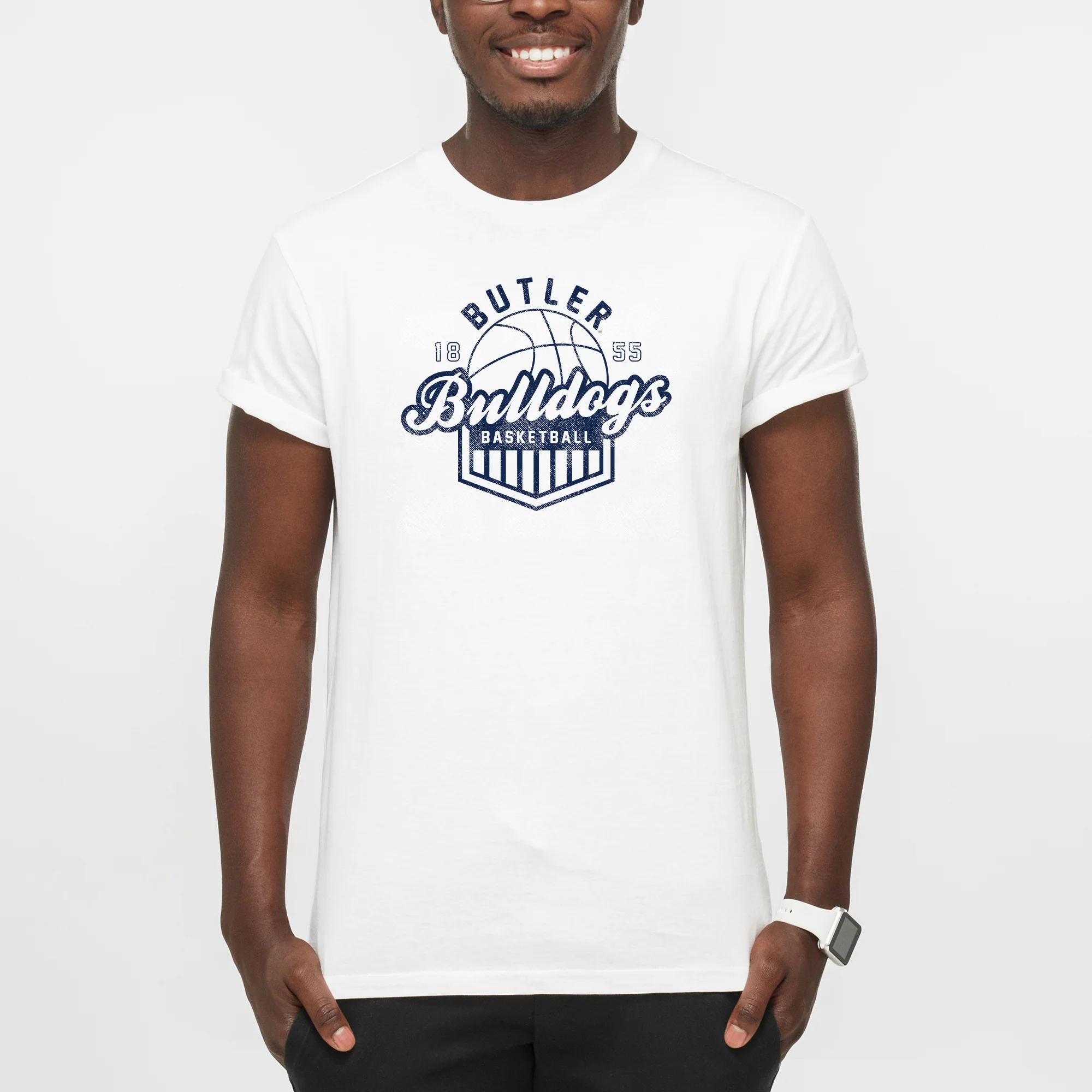 Butler University Bulldogs Vintage Basketball Shield T-Shirt - White - Image 3
