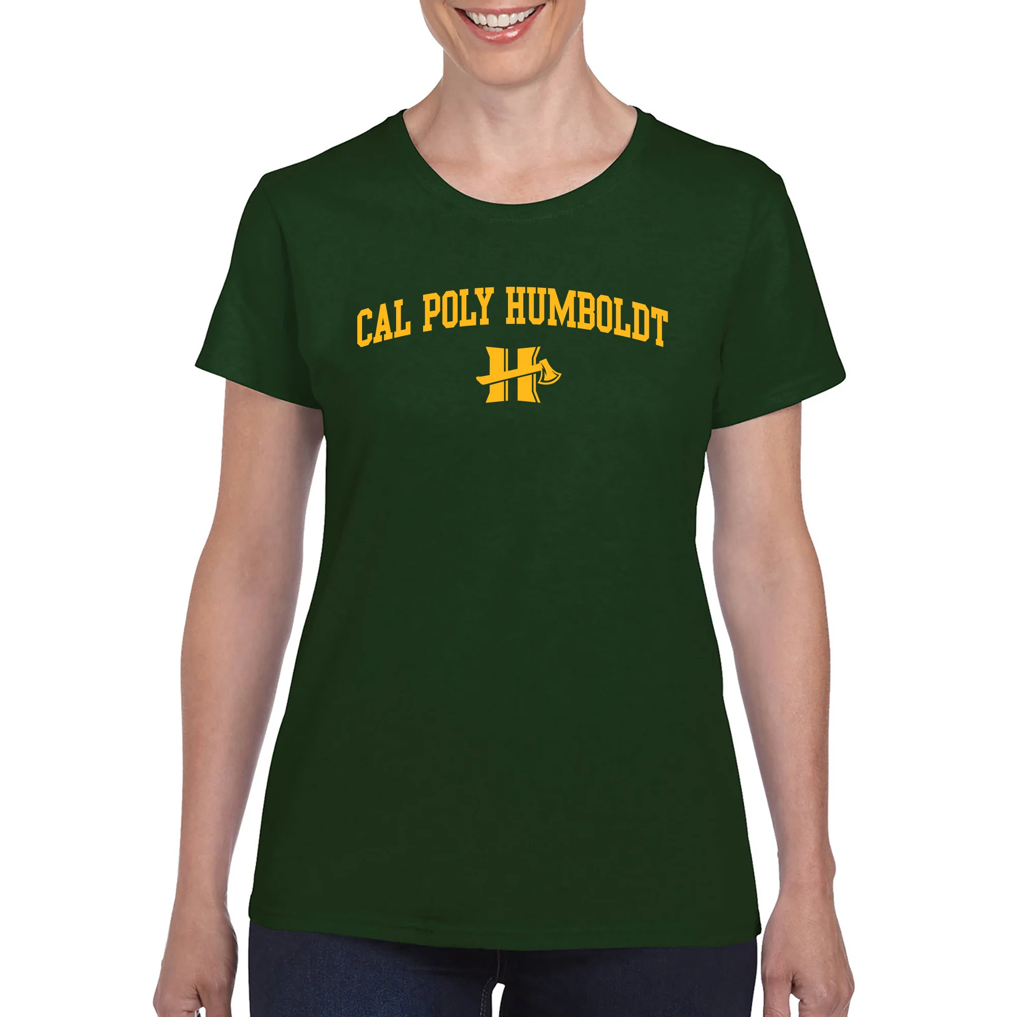 Cal Poly Humboldt Lumberjacks Arch Logo Women's T Shirt - Forest - Image 3