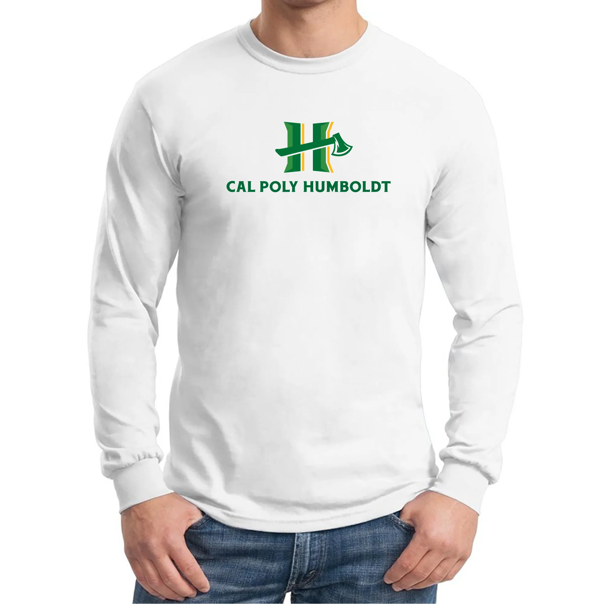 Cal Poly Humboldt Lumberjacks Primary Logo Long Sleeve T Shirt - White - Image 3