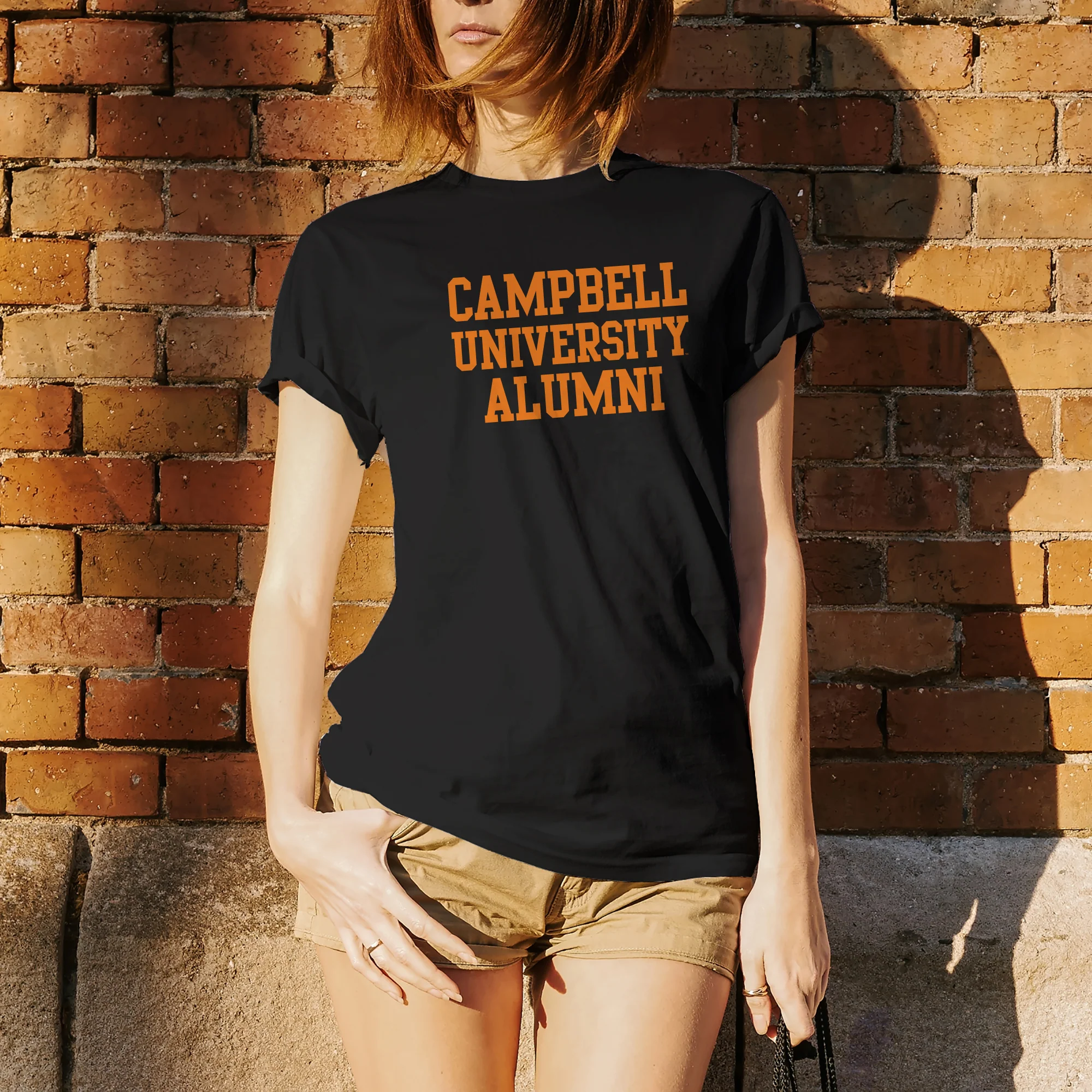 Campbell University Fighting Camels Basic Block Alumni Cotton Short Sleeve T-Shirt - Black - Image 4