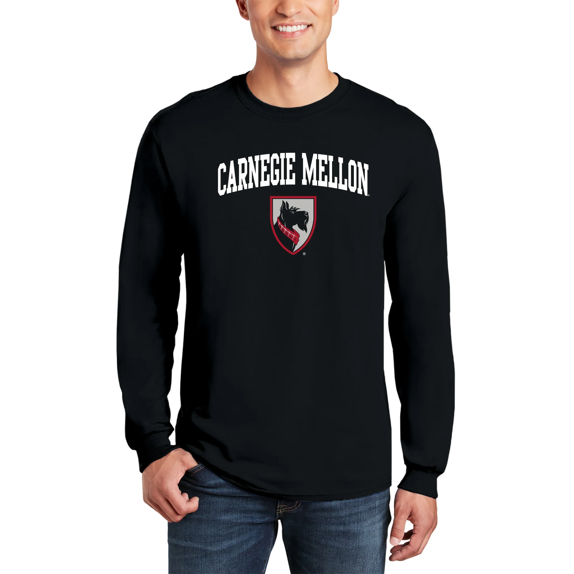 Carnegie Mellon Tartans Arch Logo Long Sleeve T Shirt - Black - Image 3