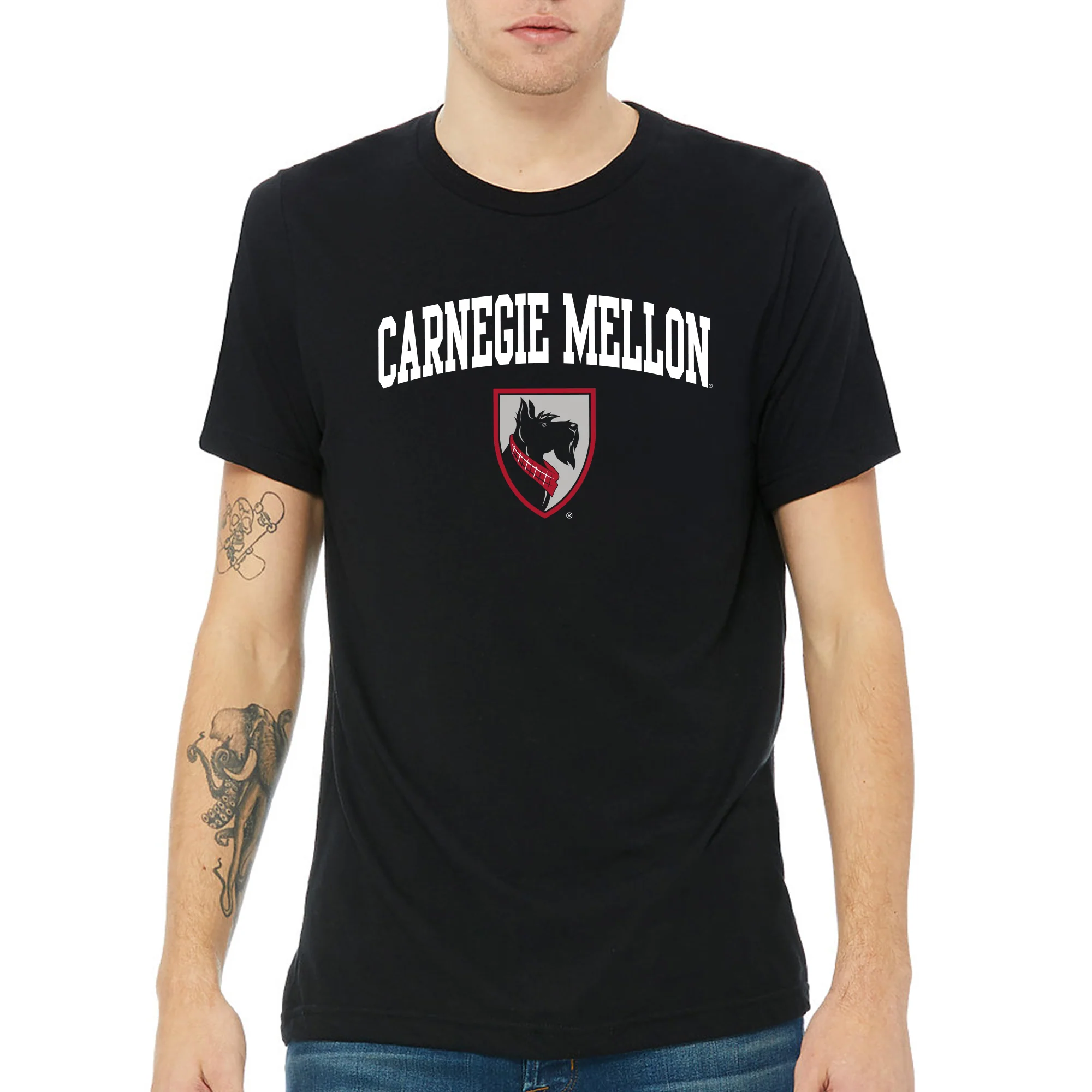 Carnegie Mellon Tartans Arch Logo Triblend T Shirt - Solid Black - Image 3