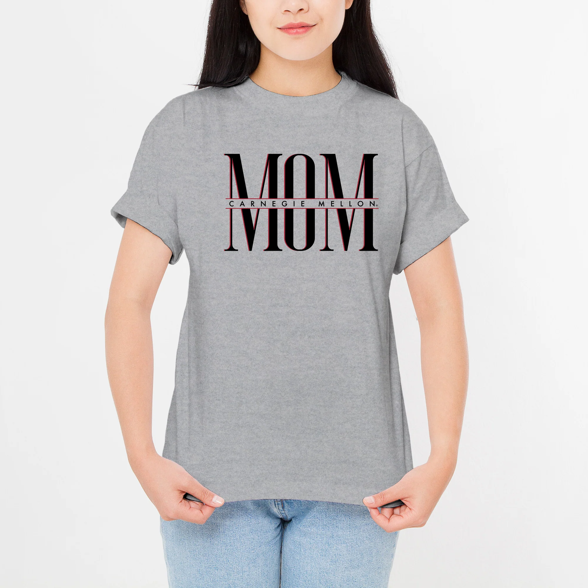 Carnegie Mellon Tartans Classic Mom T Shirt - Sport Grey - Image 3