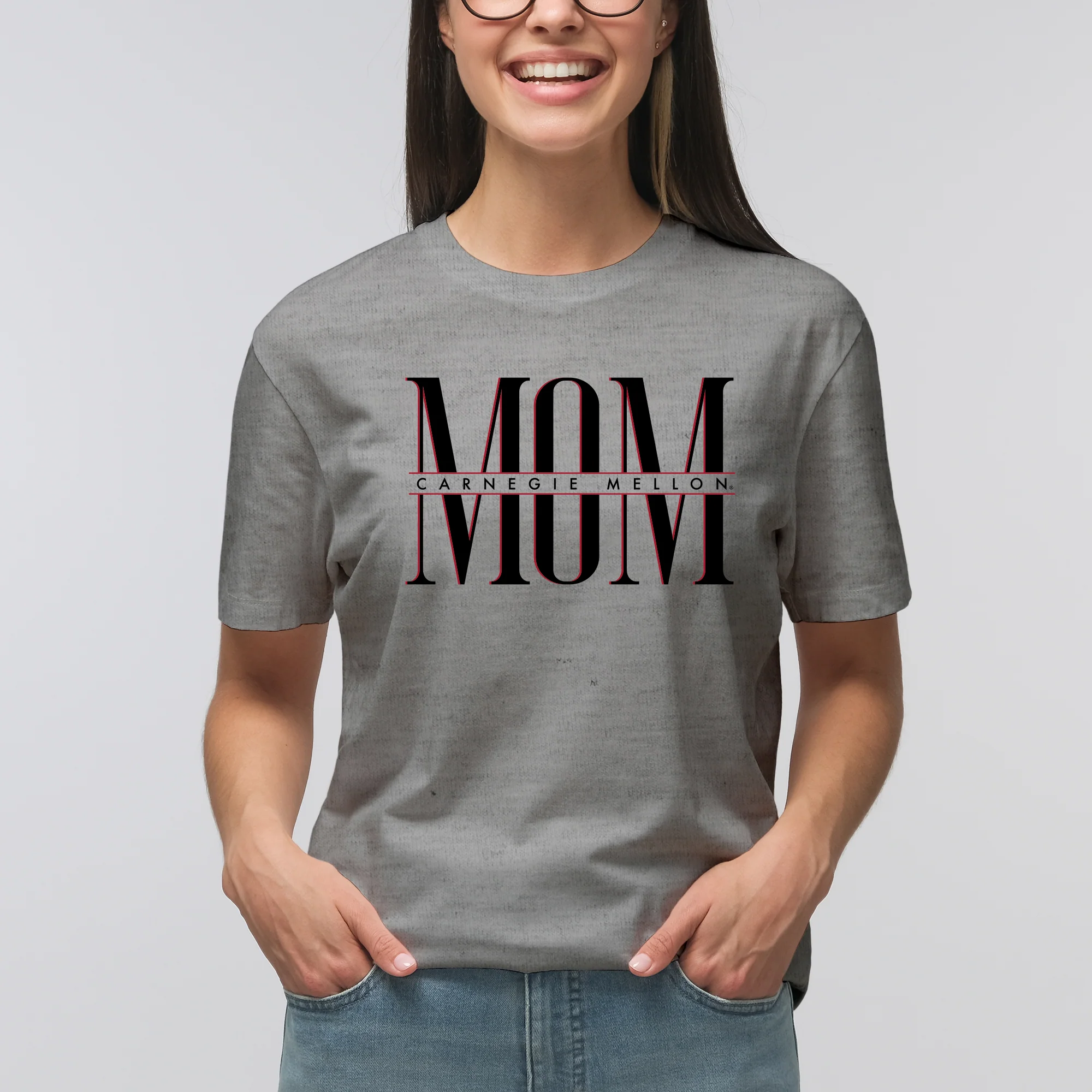Carnegie Mellon Tartans Classic Mom T Shirt - Sport Grey - Image 4