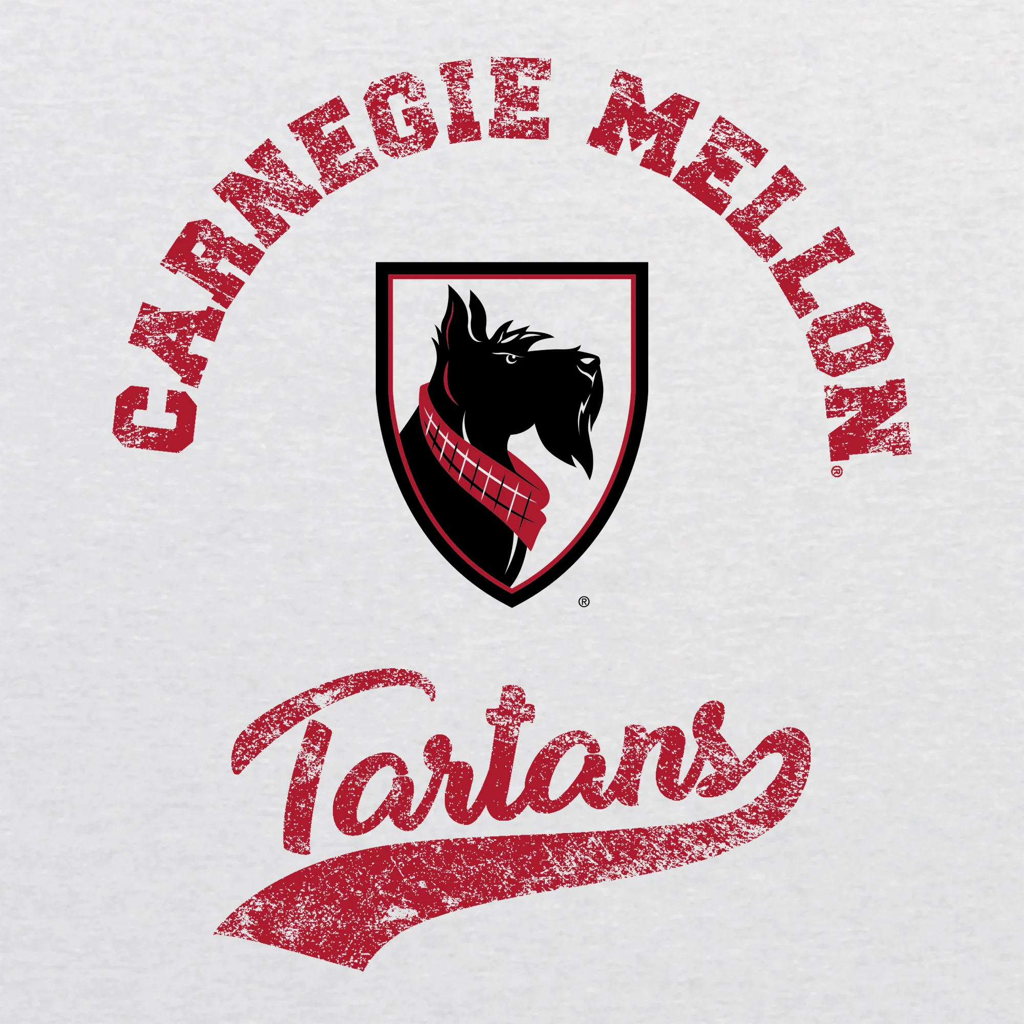 Carnegie Mellon Tartans Retro Script Triblend T Shirt - Heather White - Image 2