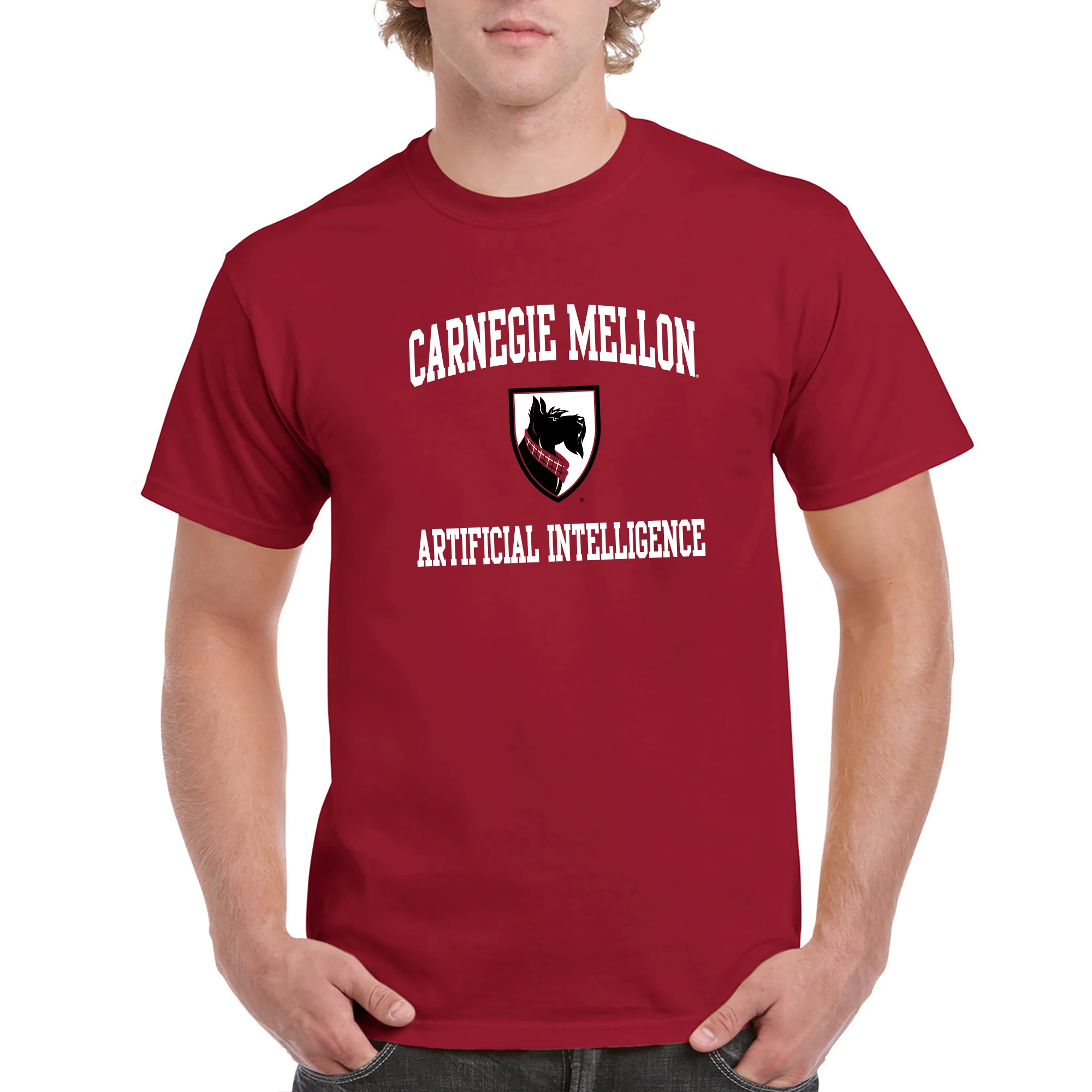 Carnegie Mellon University Tartans Arch Logo Artificial Intelligence Short Sleeve T-Shirt - Cardinal - Image 3