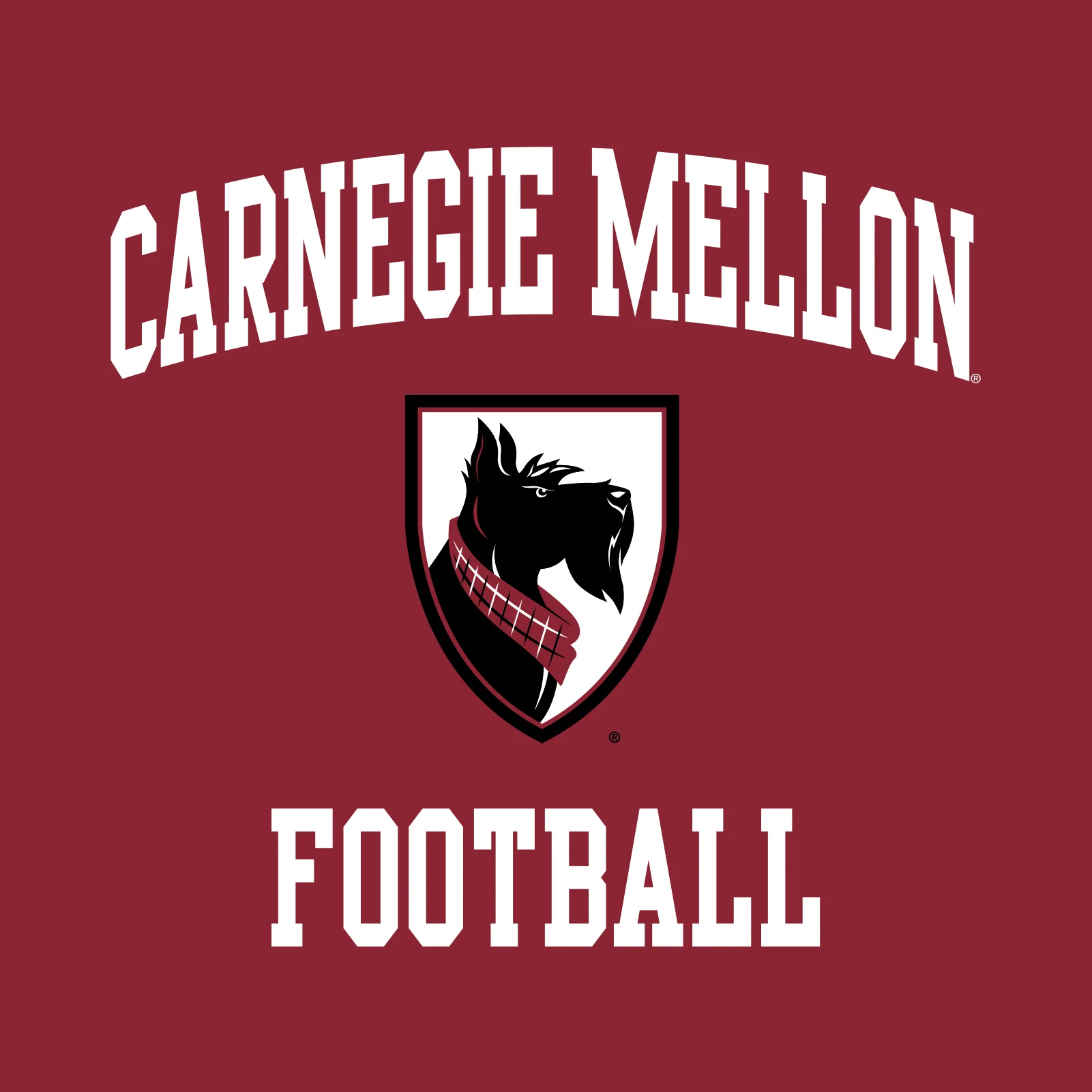 Carnegie Mellon University Tartans Arch Logo Football Short Sleeve T Shirt - Cardinal - Image 2
