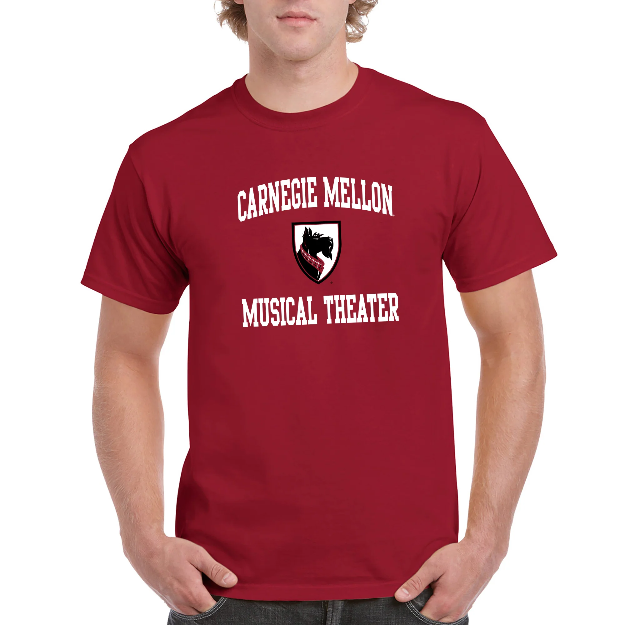 Carnegie Mellon University Tartans Arch Logo Musical Theater Short Sleeve T-Shirt - Cardinal - Image 3