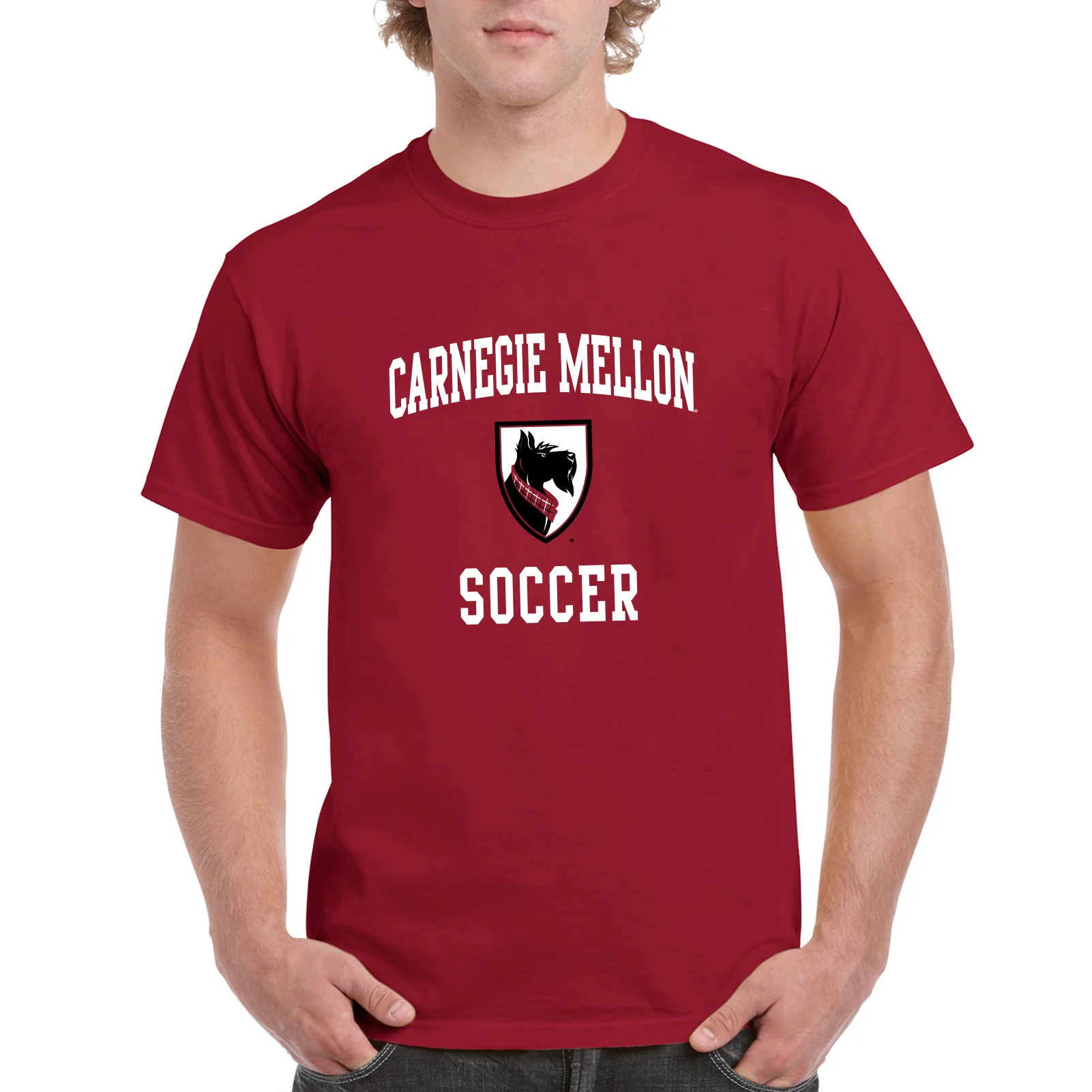 Carnegie Mellon University Tartans Arch Logo Soccer Short Sleeve T Shirt - Cardinal - Image 3