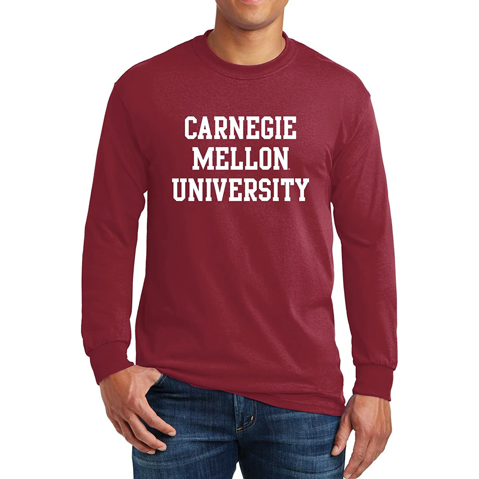 Carnegie Mellon University Tartans Basic Block Long Sleeve T Shirt - Cardinal Red - Image 3