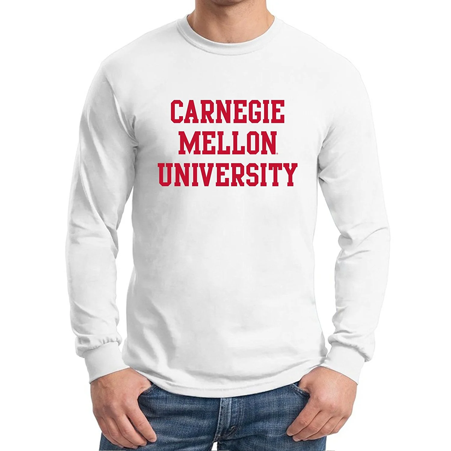 Carnegie Mellon University Tartans Basic Block Long Sleeve T Shirt - White - Image 3