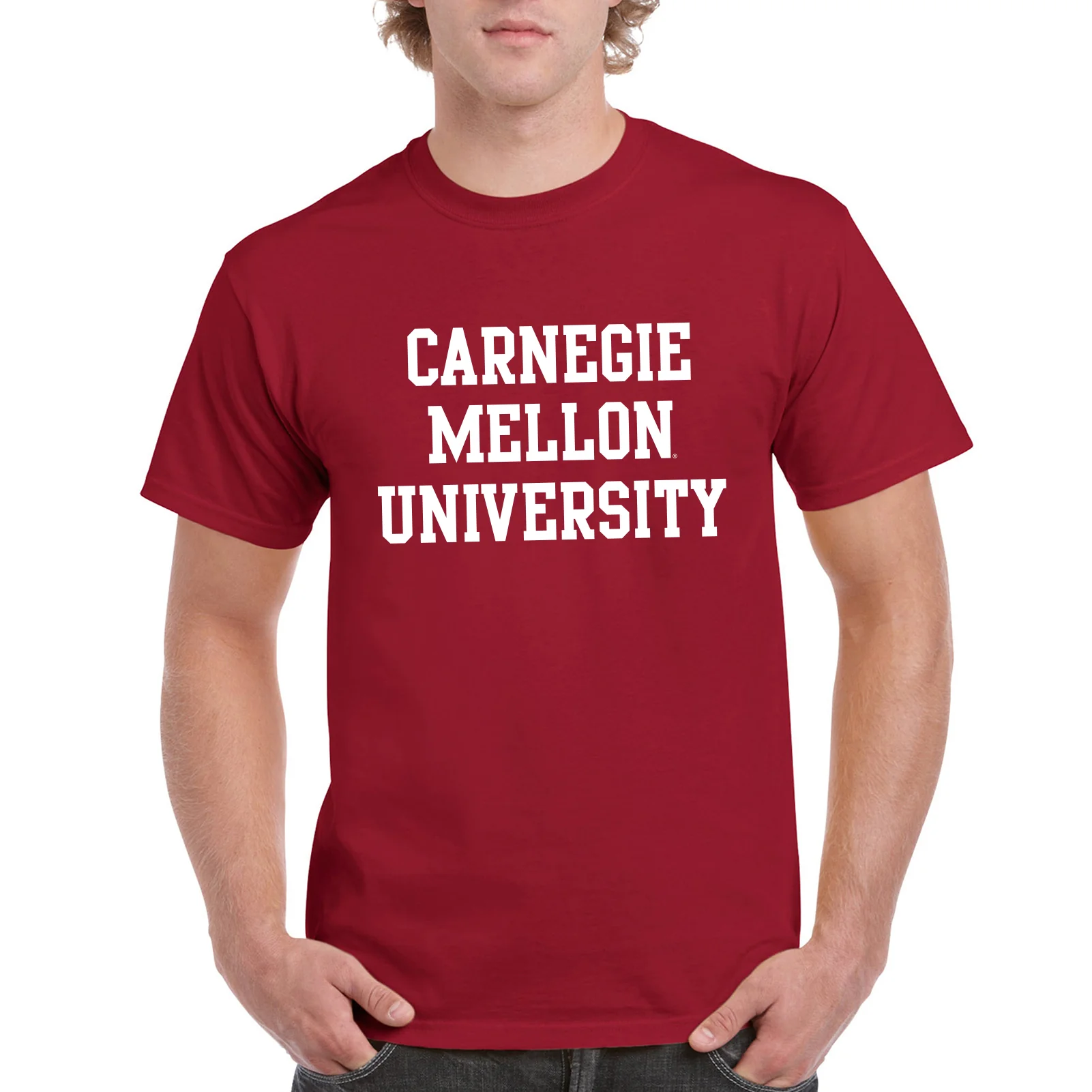 Carnegie Mellon University Tartans Basic Block Short Sleeve T-Shirt - Cardinal - Image 3