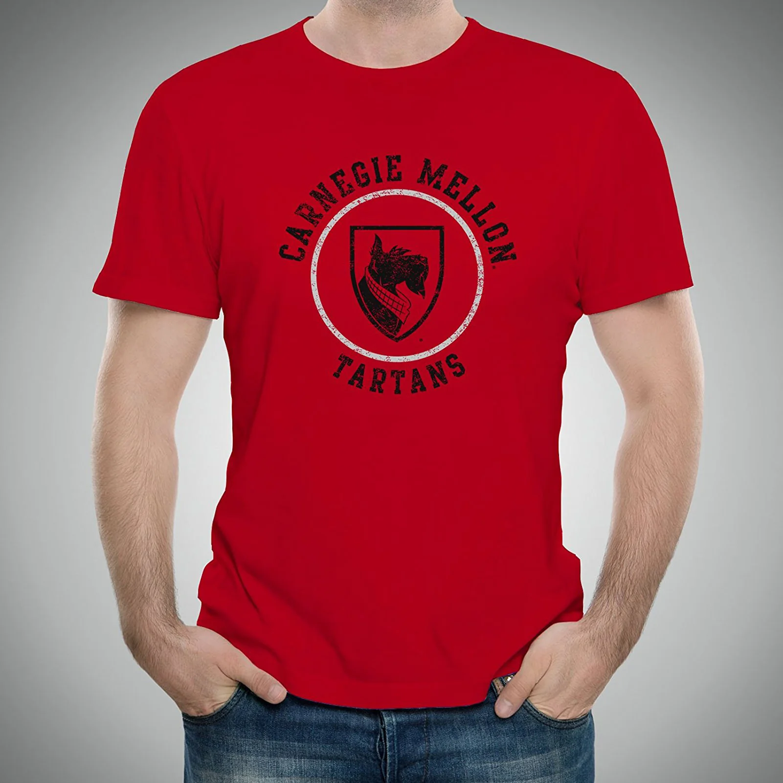Carnegie Mellon University Tartans Circle Logo Short Sleeve T Shirt - Red - Image 3