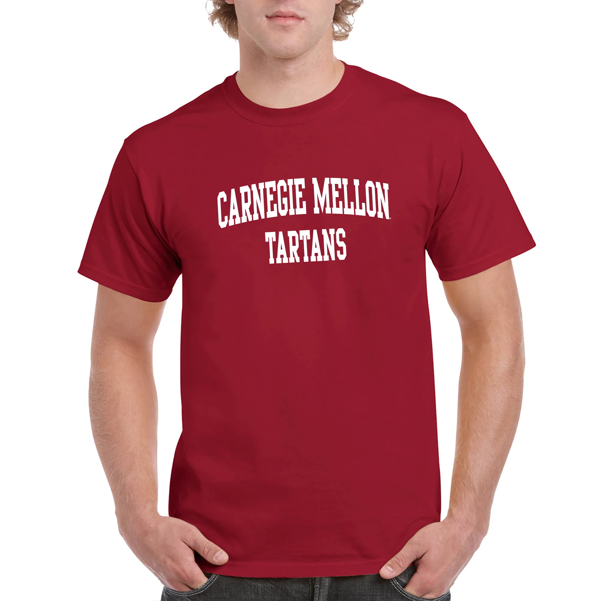 Carnegie Mellon University Tartans Front Back Print Short Sleeve T Shirt - Cardinal - Image 3