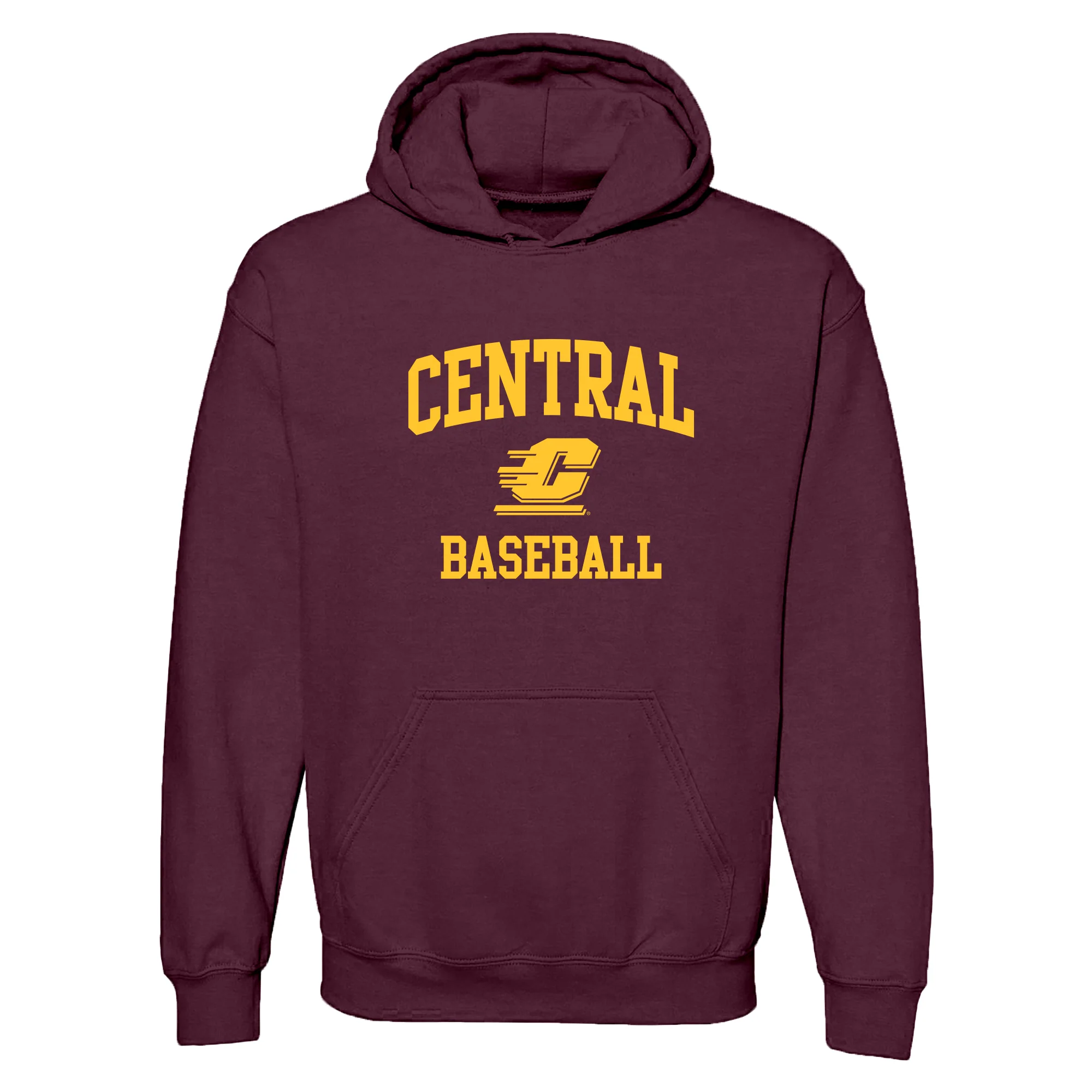 Central Michigan Arch Logo Baseball Hoodie - Maroon
