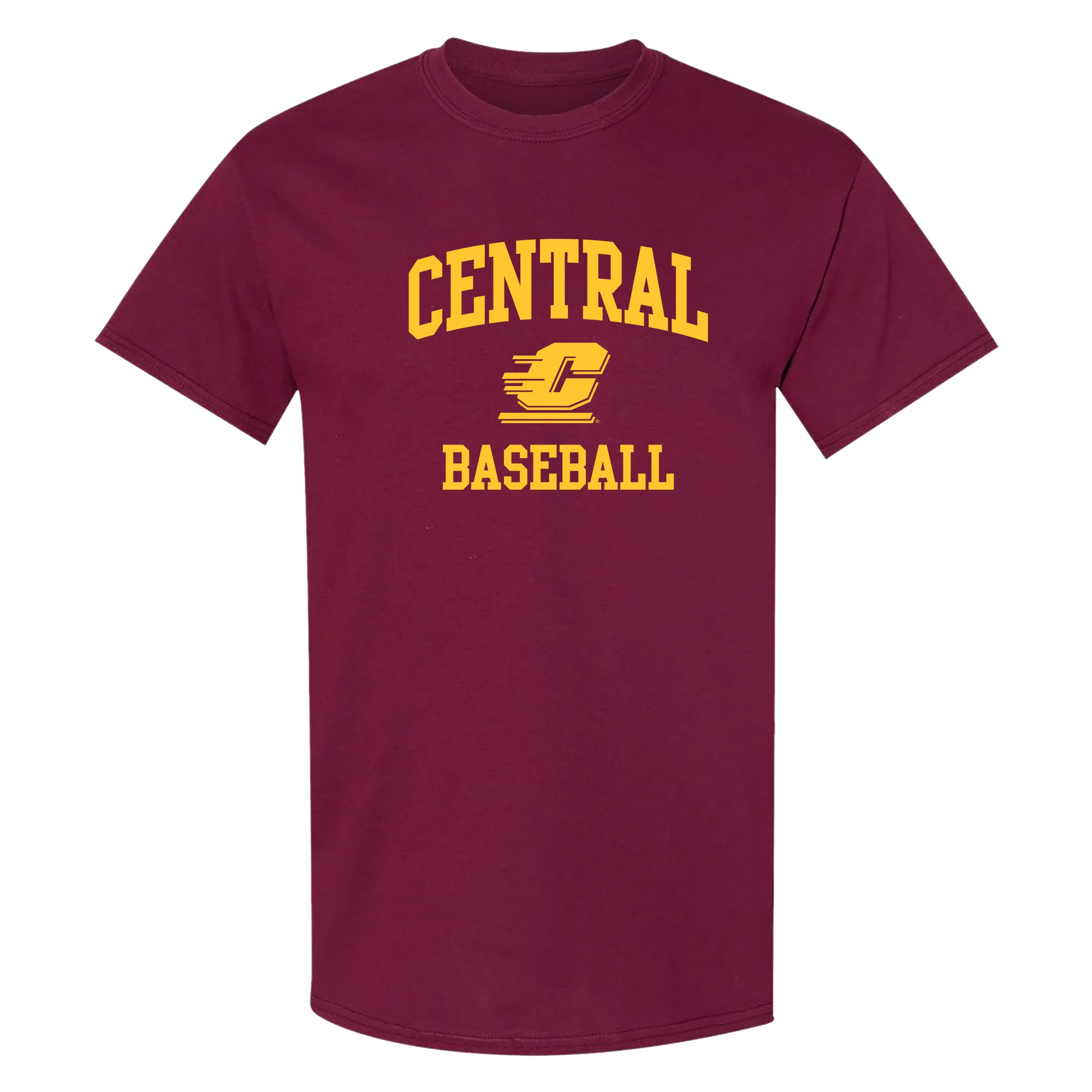 Central Michigan Arch Logo Baseball T-Shirt - Maroon