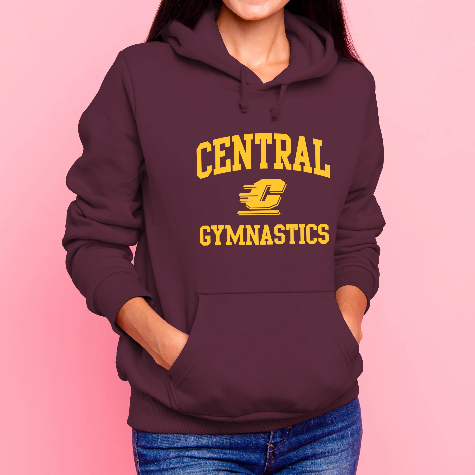 Central Michigan Arch Logo Gymnastics Hoodie - Maroon - Image 4