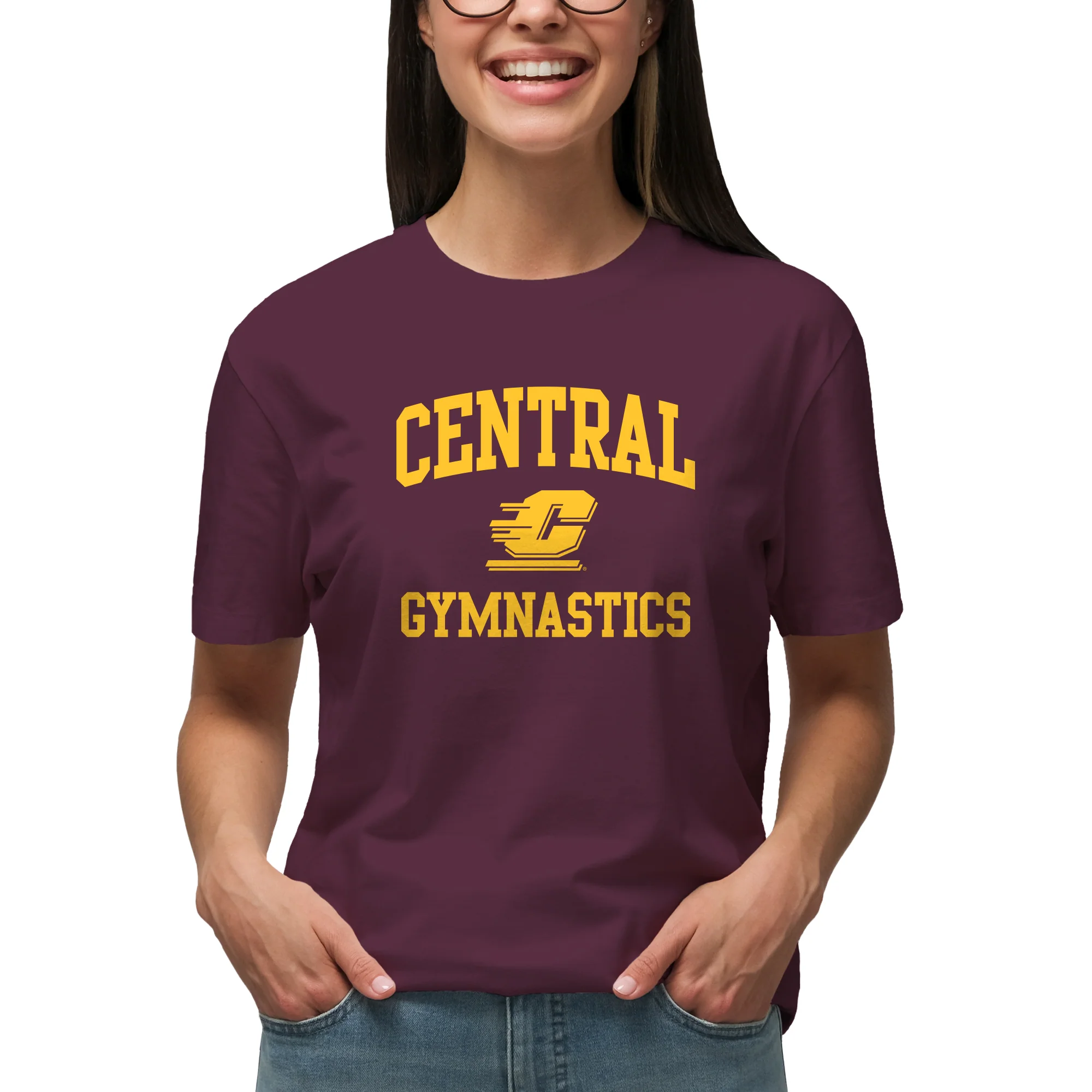 Central Michigan Arch Logo Gymnastics T-Shirt - Maroon - Image 4