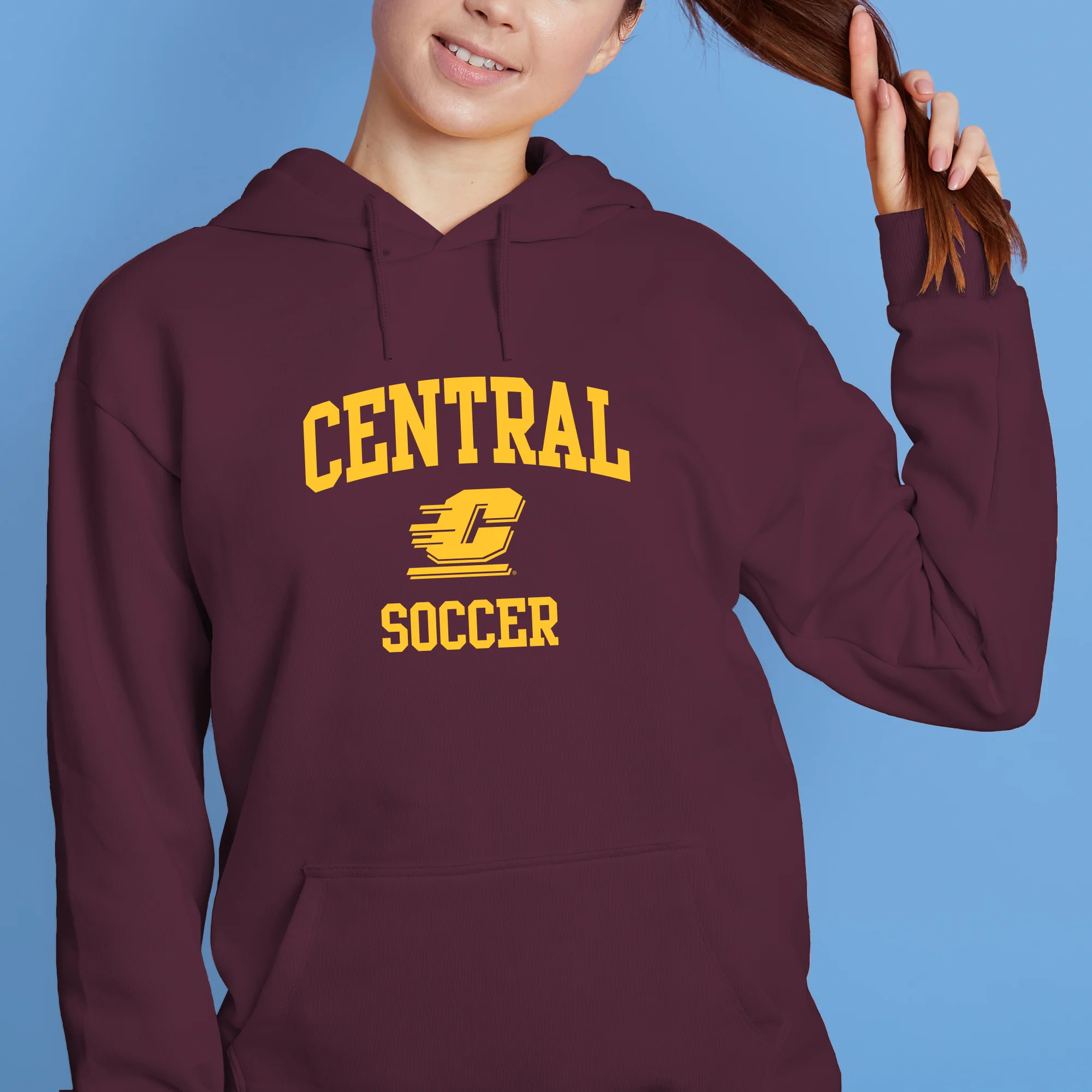 Central Michigan Arch Logo Soccer Hoodie - Maroon - Image 4