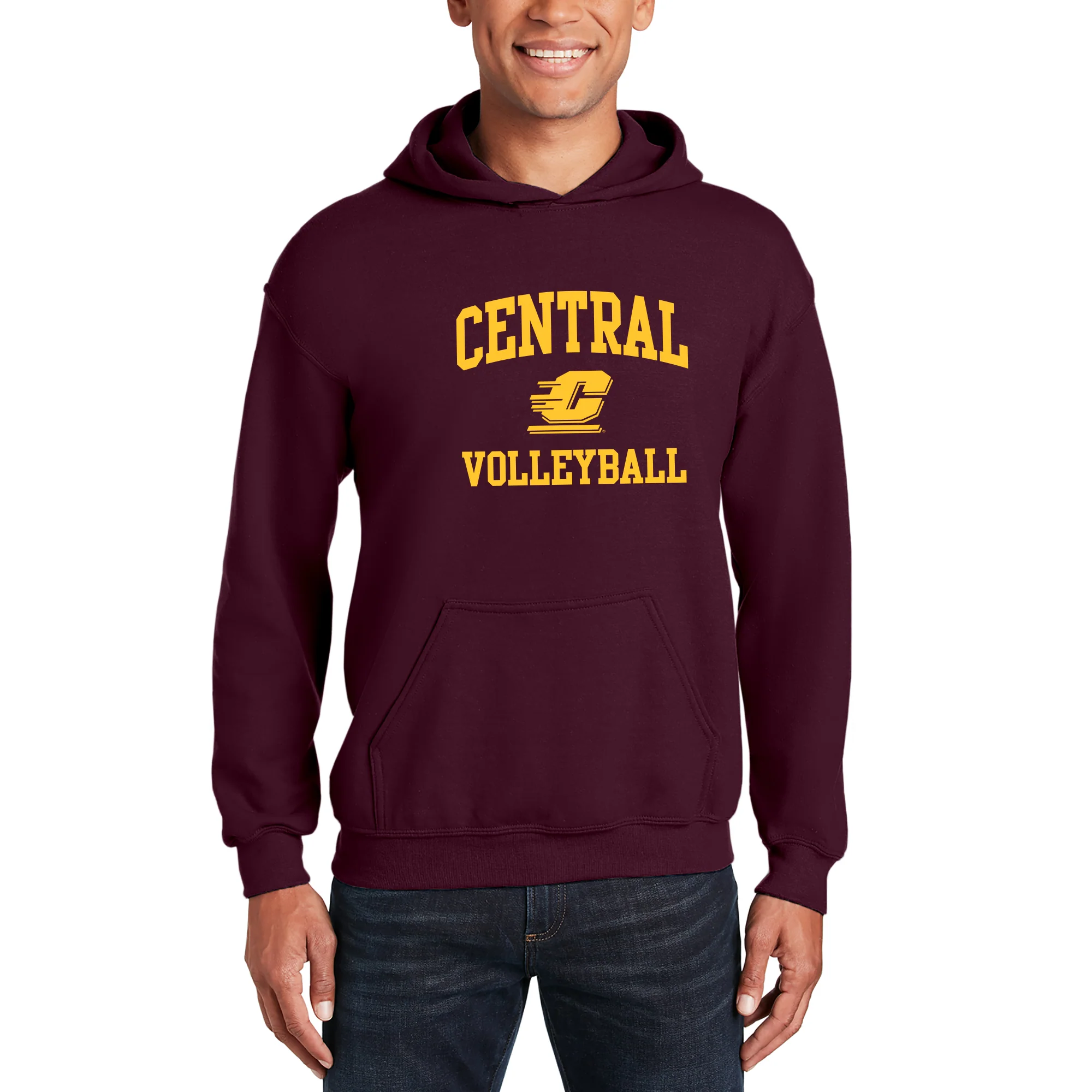 Central Michigan Arch Logo Volleyball Hoodie - Maroon - Image 3