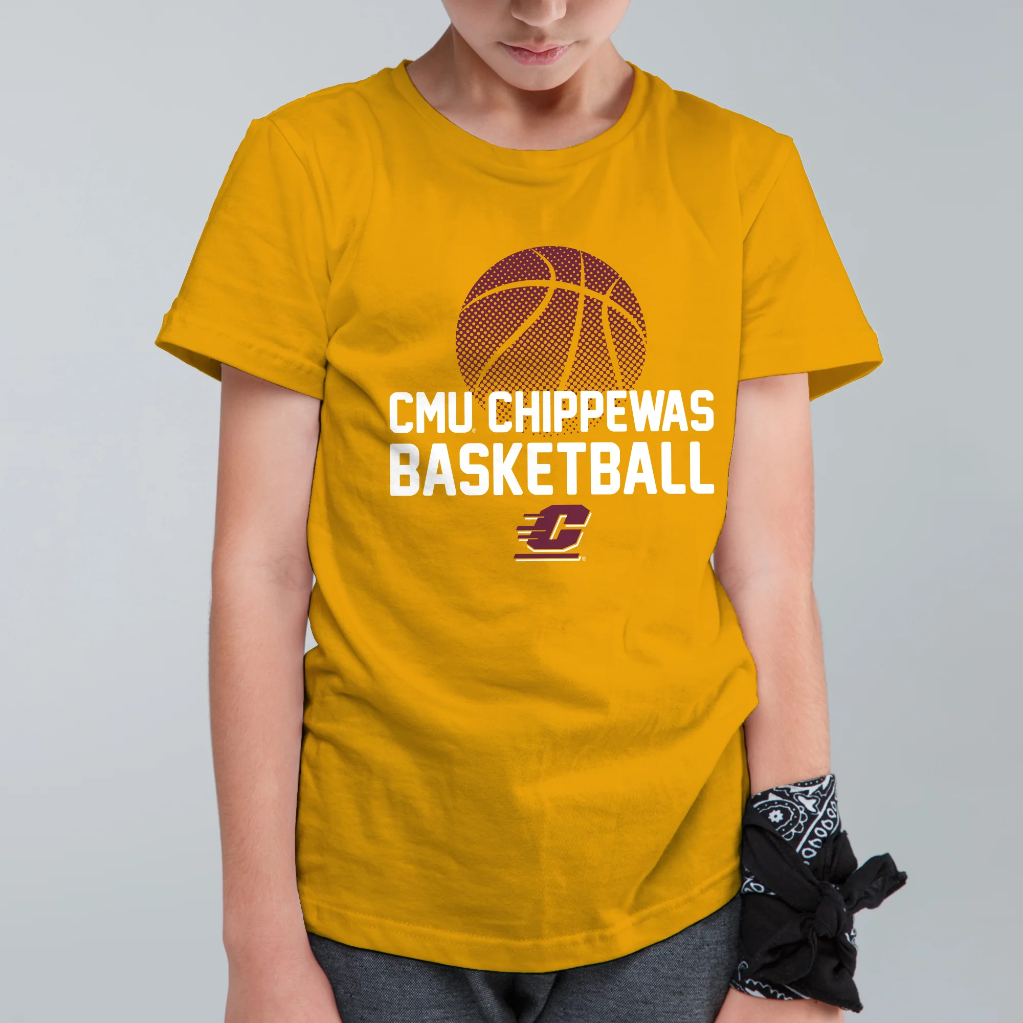 Central Michigan Basketball Flux Youth T Shirt - Gold - Image 3