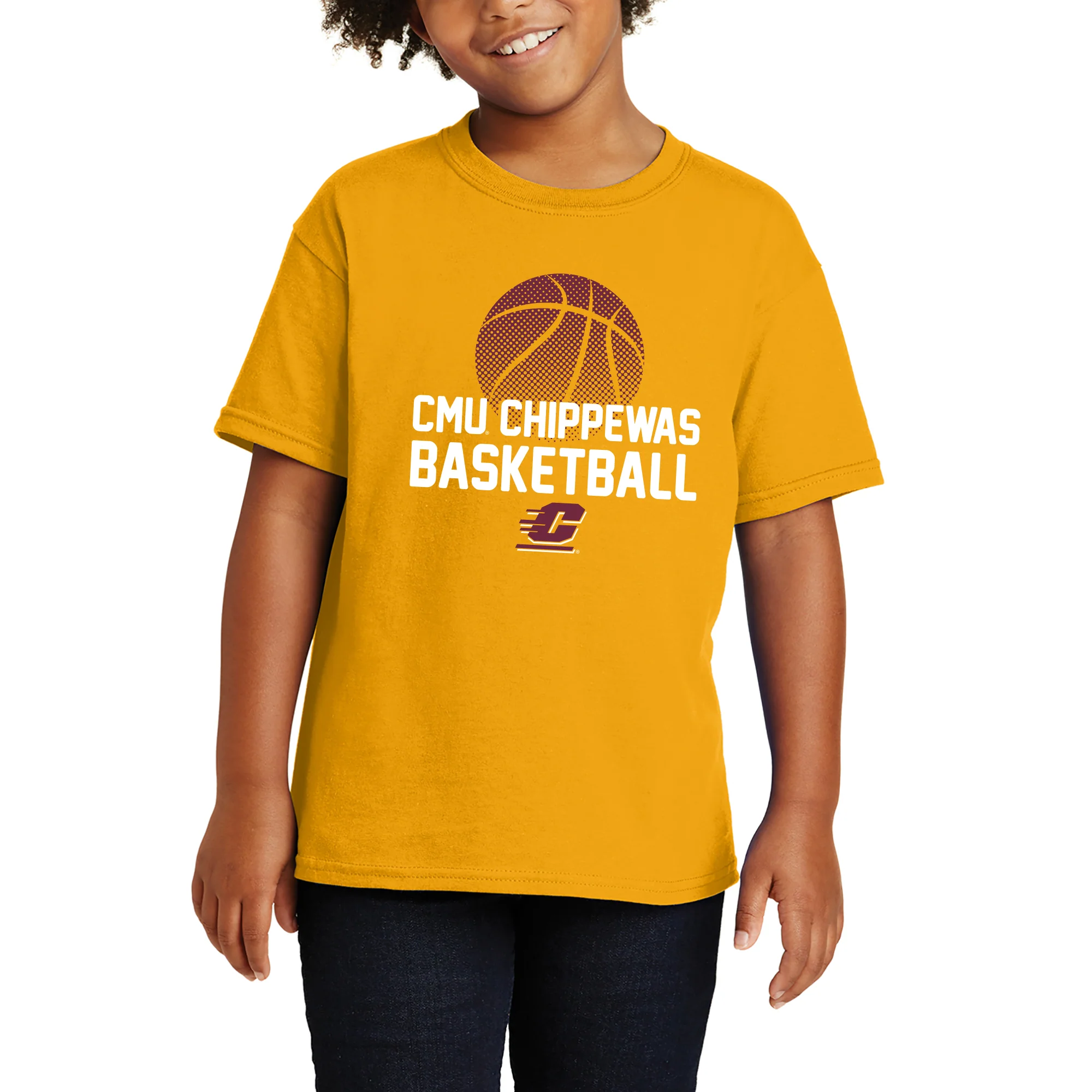 Central Michigan Basketball Flux Youth T Shirt - Gold - Image 4